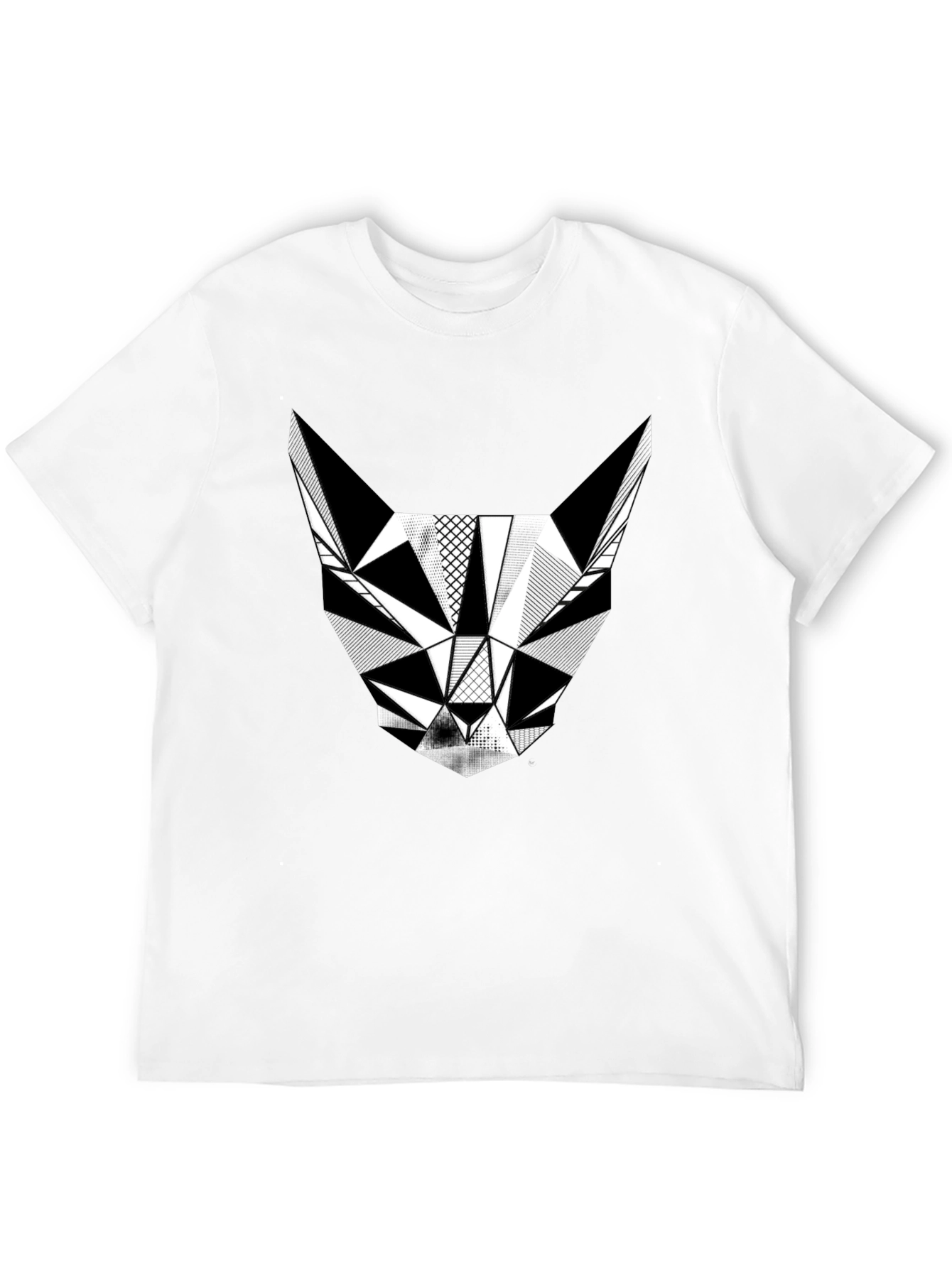 Black Geometric Cat T-Shirt - Modern Graphic Tee view 12