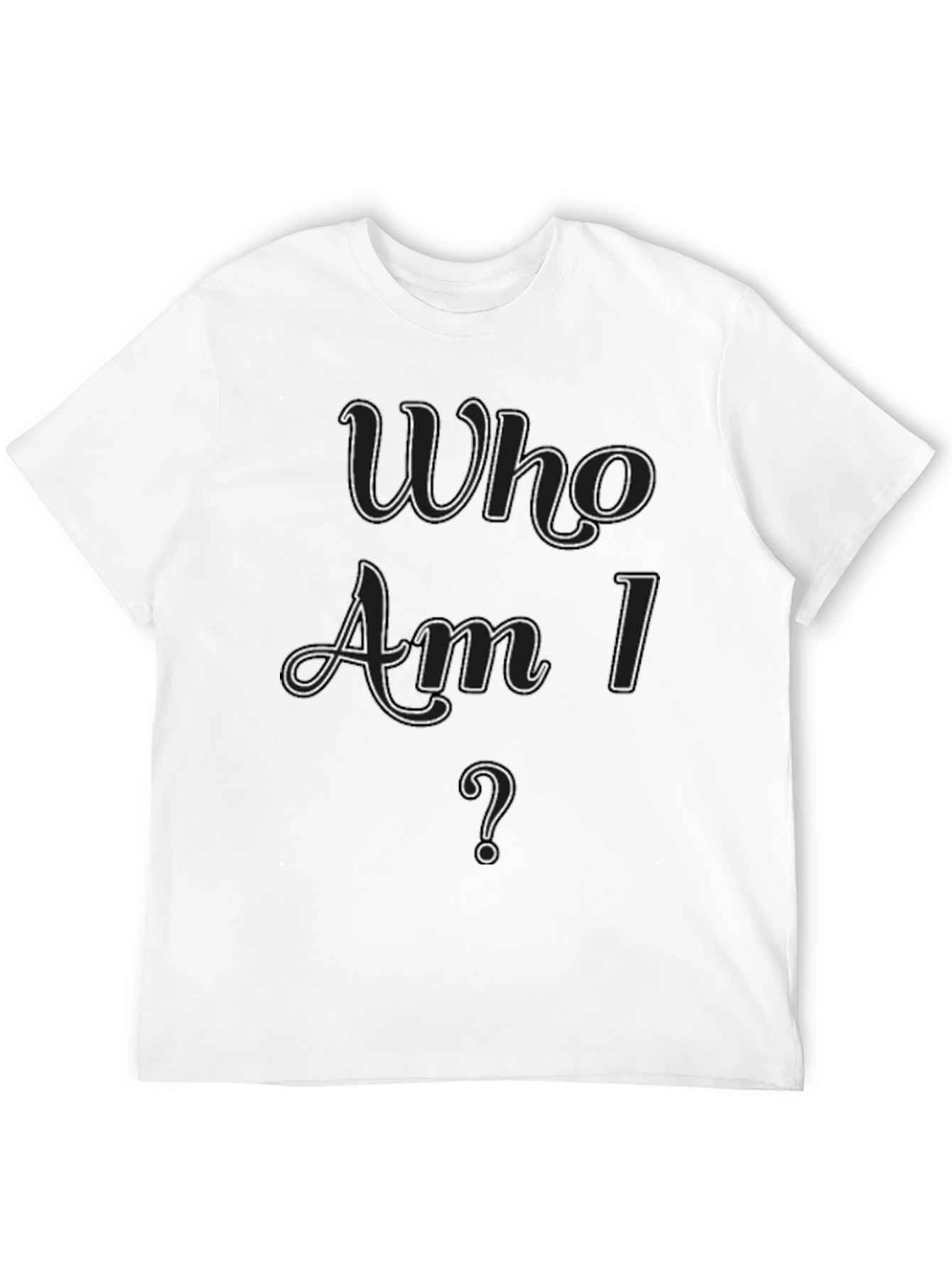 Black Who Am I? Graphic Print Crew Neck T-Shirt view 12