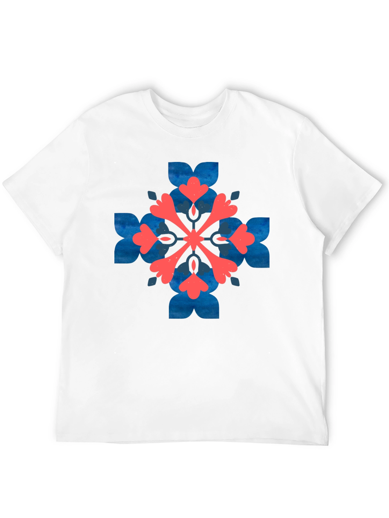 Black Stylish Black Tee with Geometric Floral Design view 12