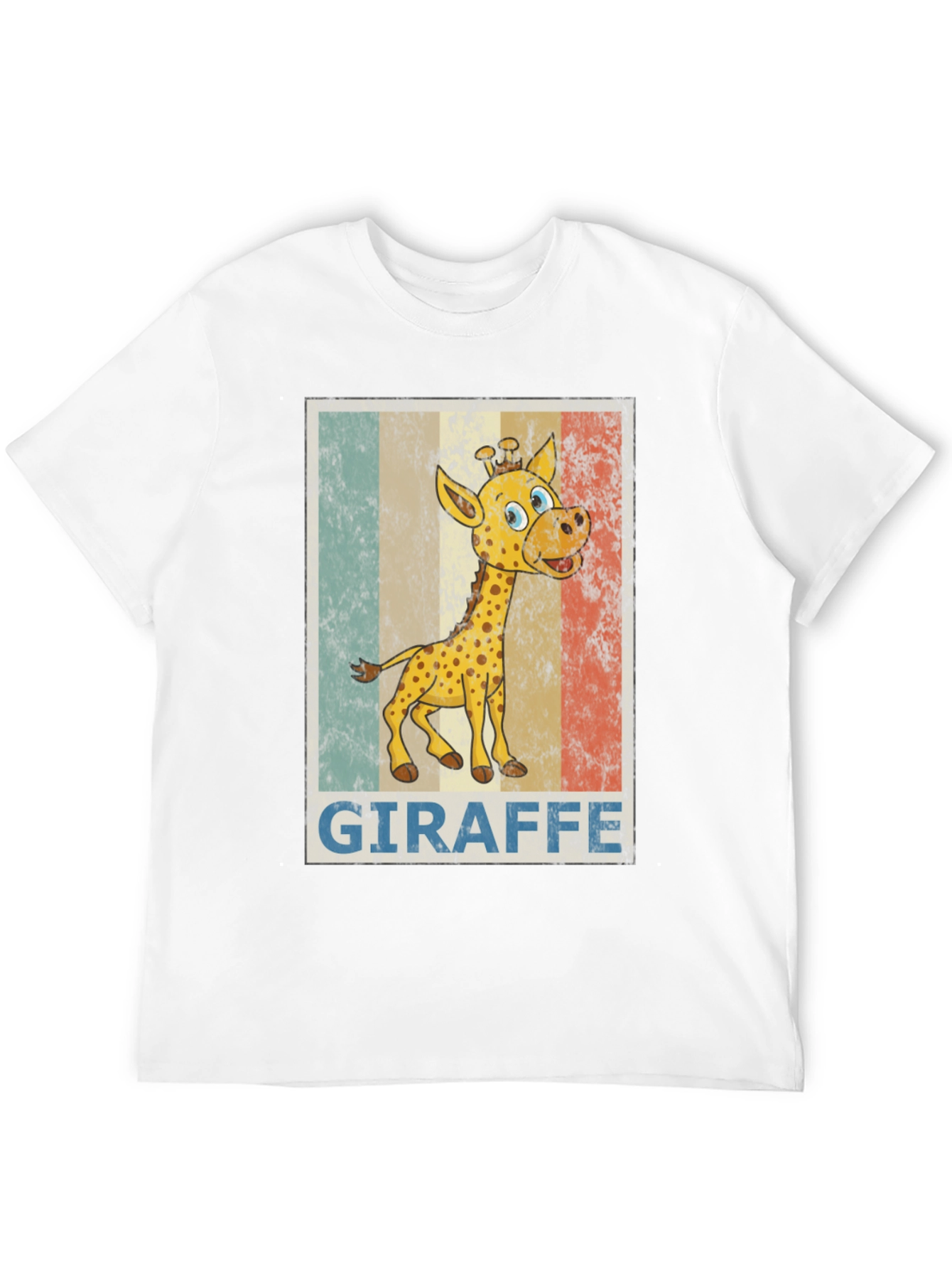 Black Giraffe Cartoon Print Black T-Shirt view 12
