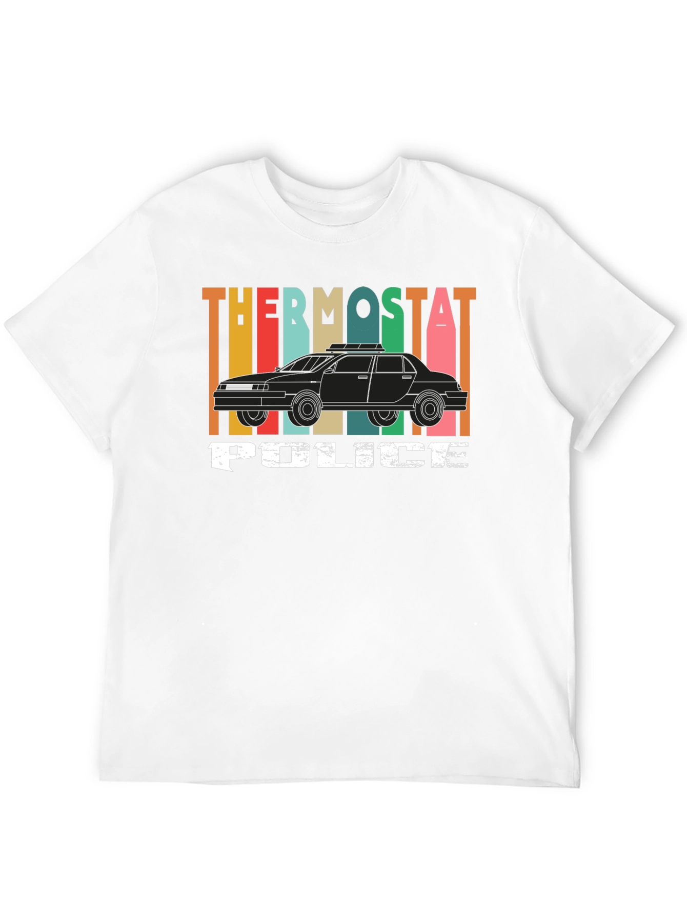 Black Thermostat Police Graphic T-Shirt - Retro Style view 12