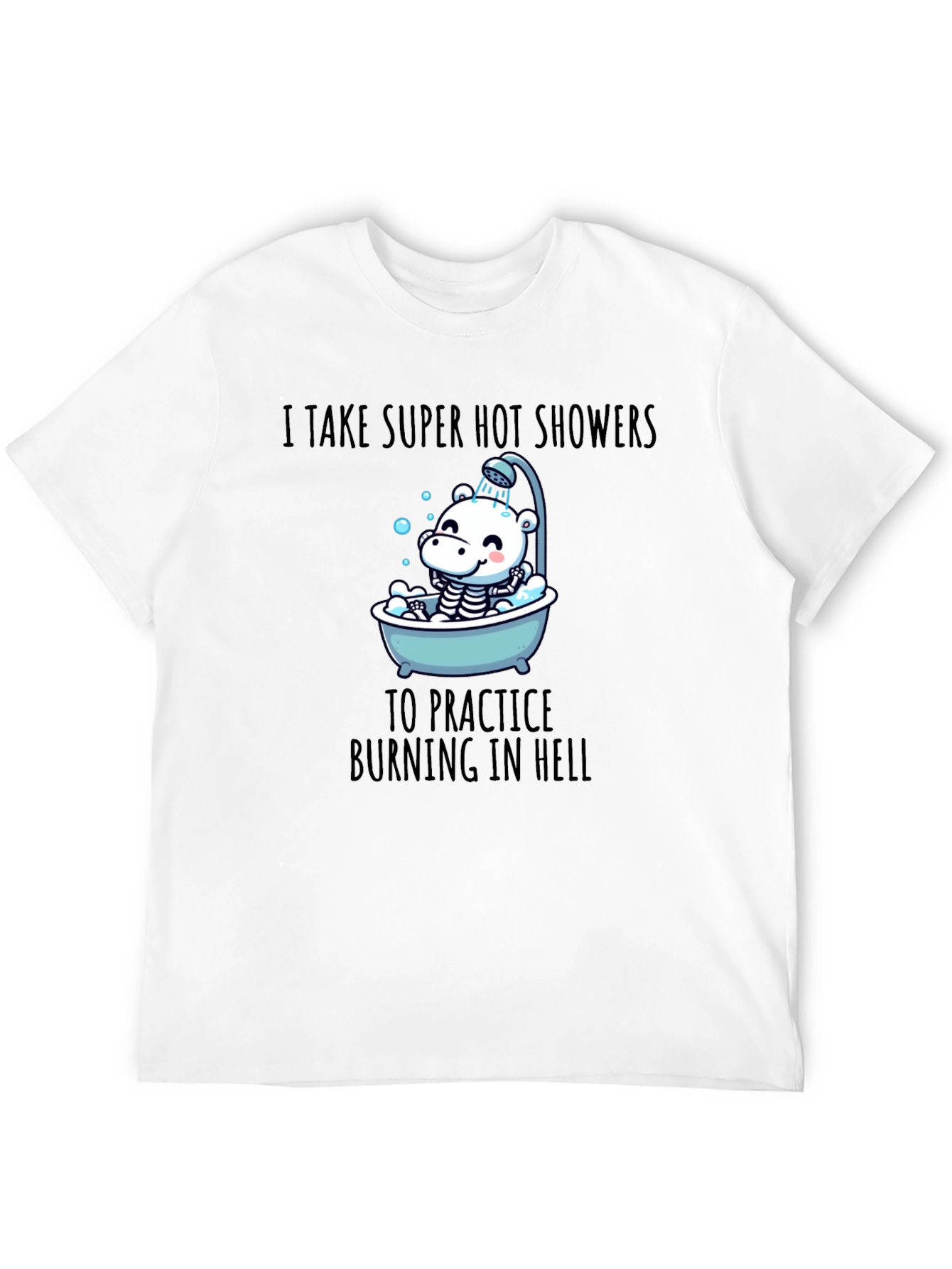 Black Funny 'Burning in Hell' Shower T-Shirt view 12