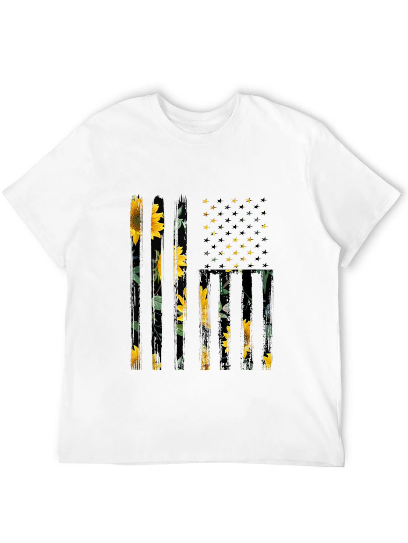 Black Sunflower American Flag Graphic Tee view 12