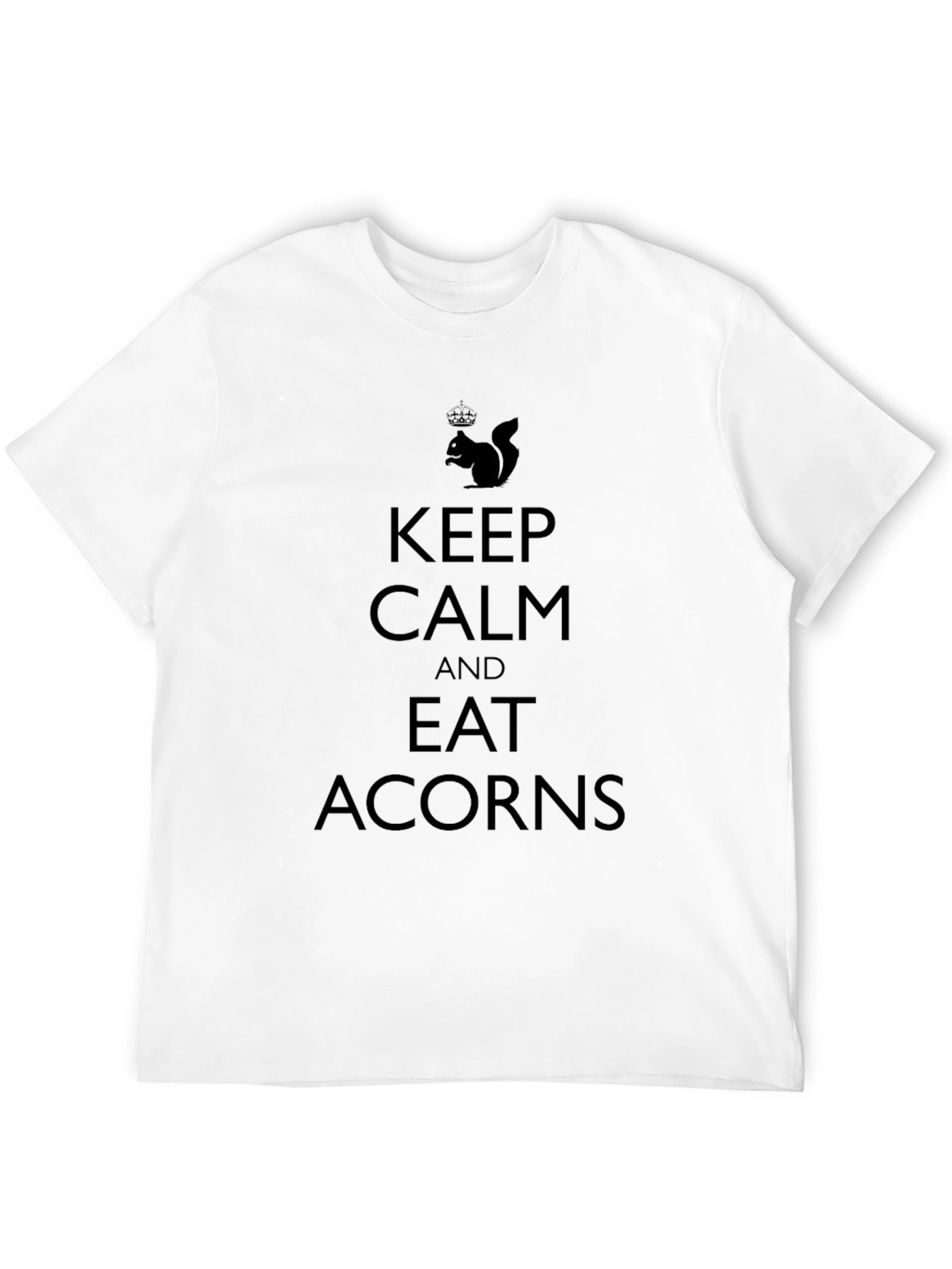 Black Keep Calm and Eat Acorns Graphic Tee - Black Cotton T-Shirt view 12