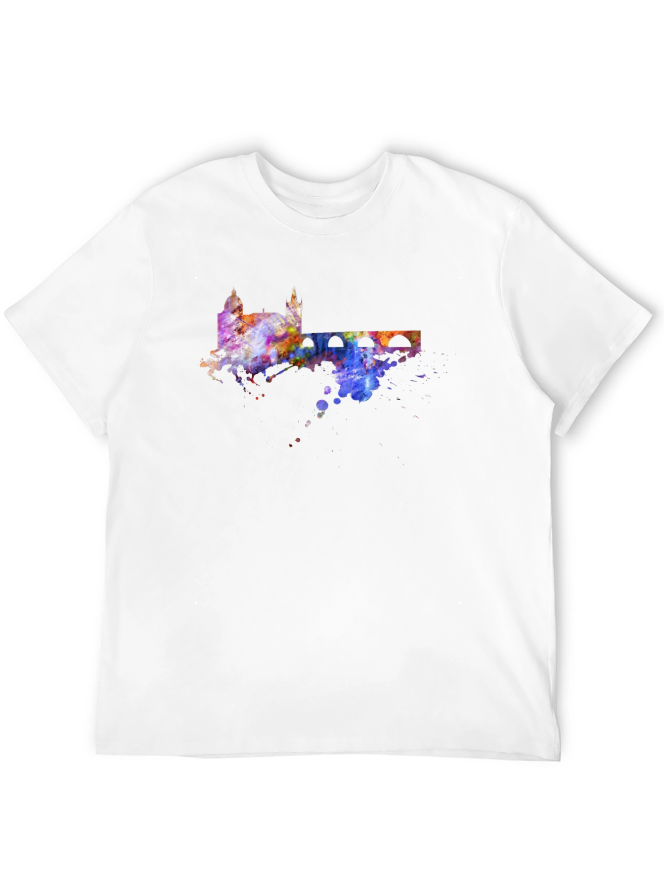 Black Watercolor Cityscape Black T-Shirt view 12