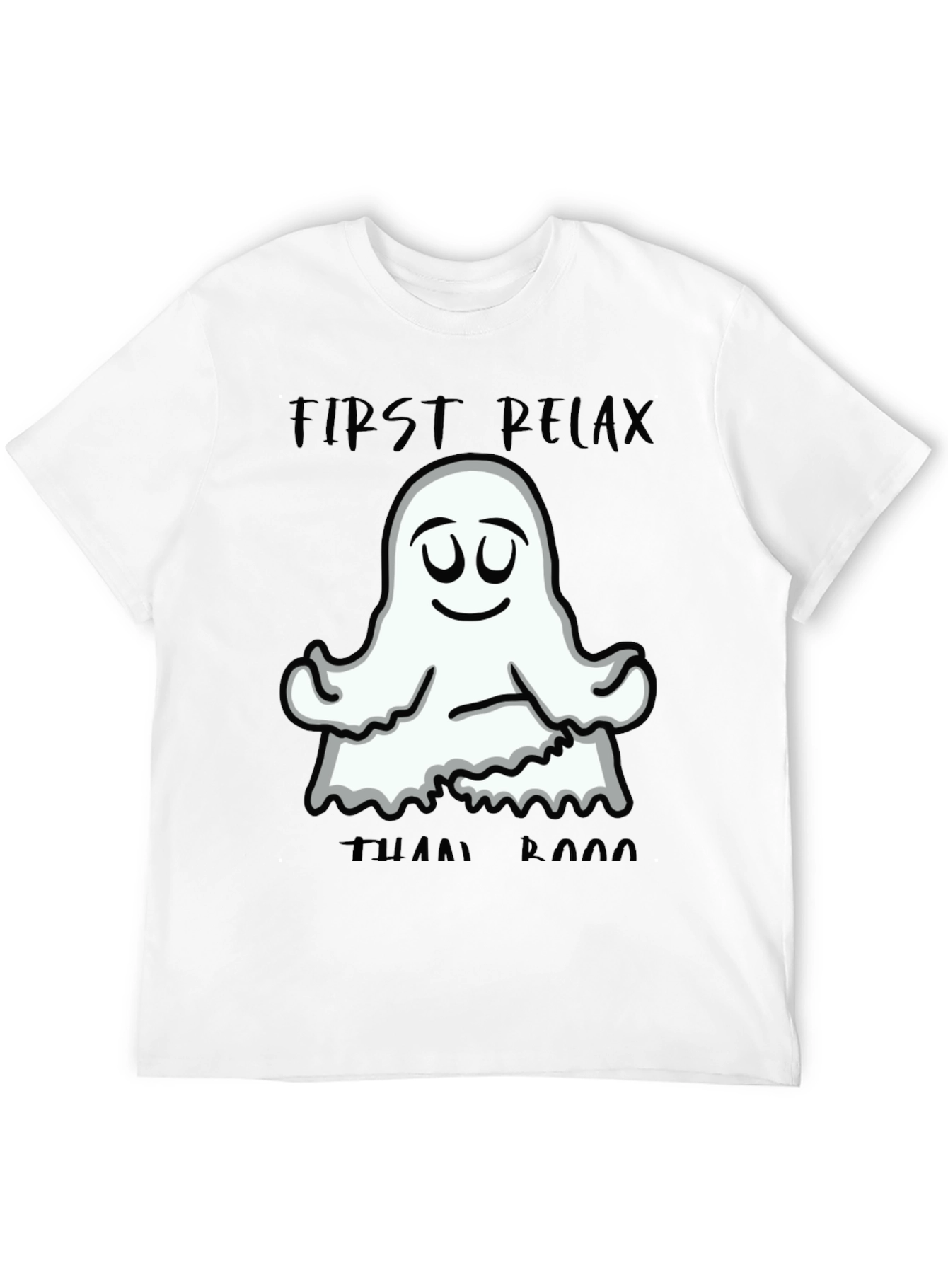 Black Relax Ghost Graphic T-Shirt - Halloween Yoga Tee view 12