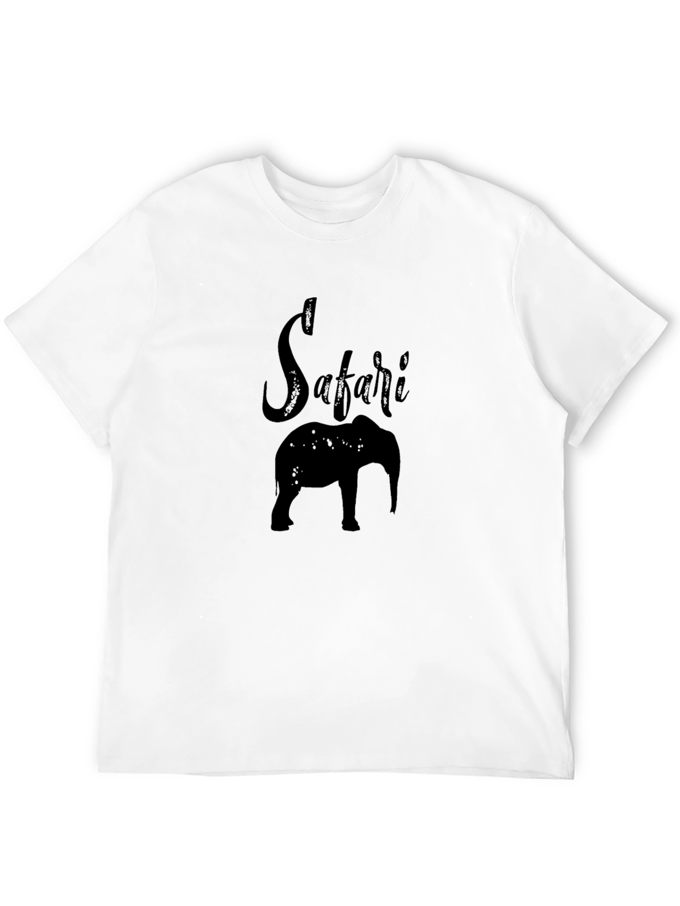 Black Safari Elephant Graphic Tee - Black Cotton Casual Shirt view 12