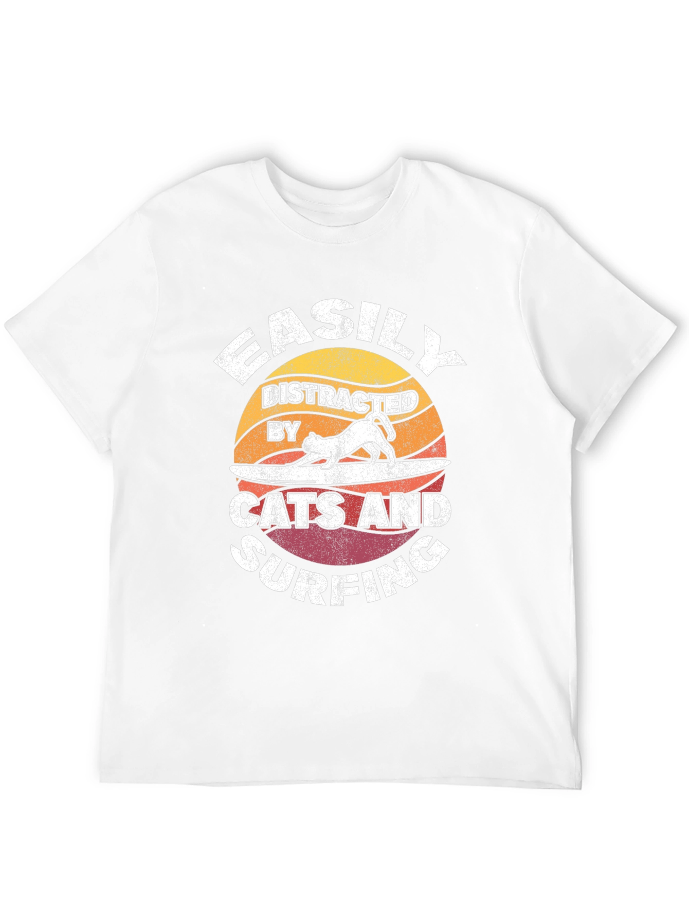 Black Easily Distracted Cats & Surfing T-Shirt view 12