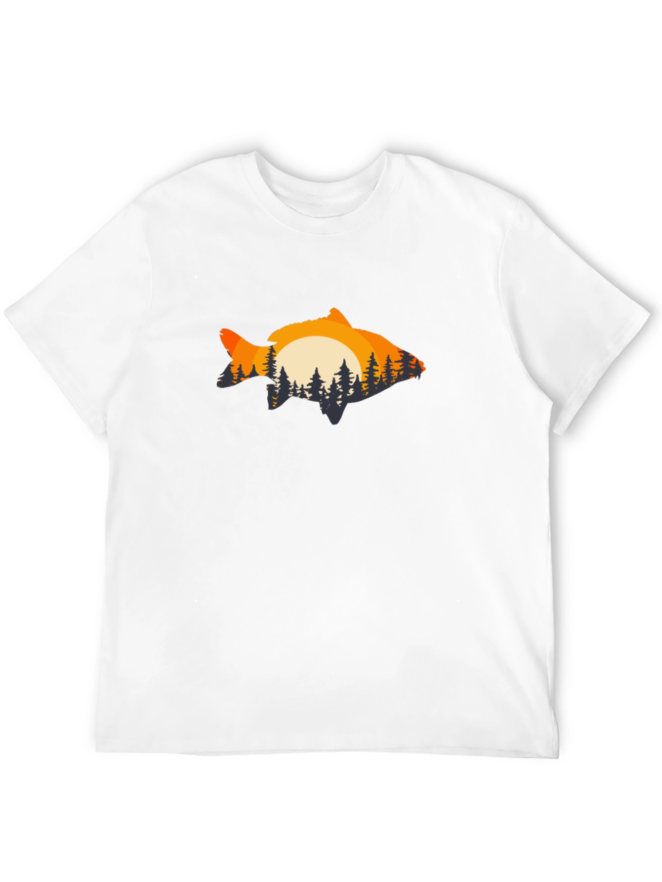Black Sunset Fish Graphic Tee - Black Cotton Blend view 12