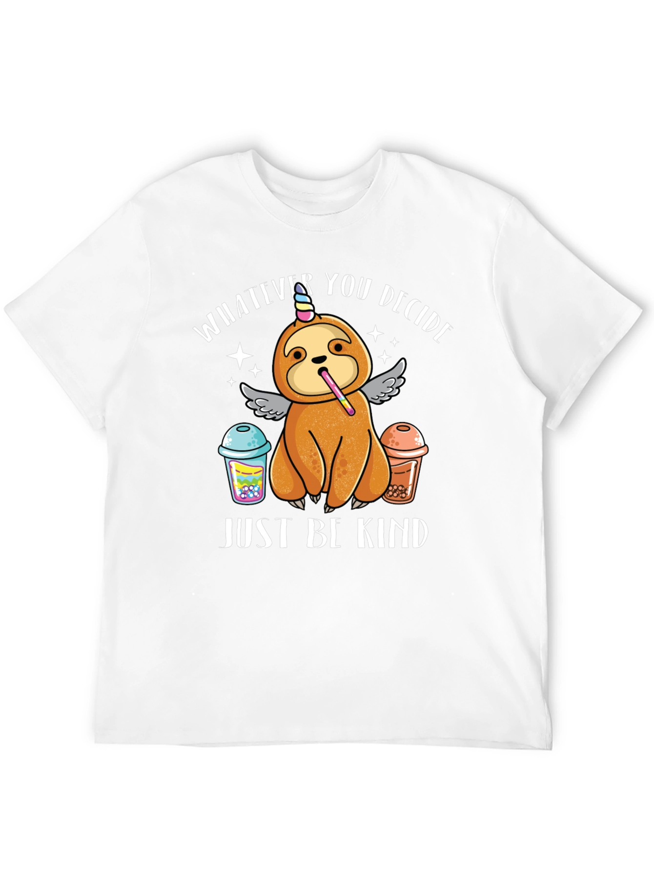 Black Sloth Unicorn Bubble Tea T-Shirt - Just Be Kind view 12