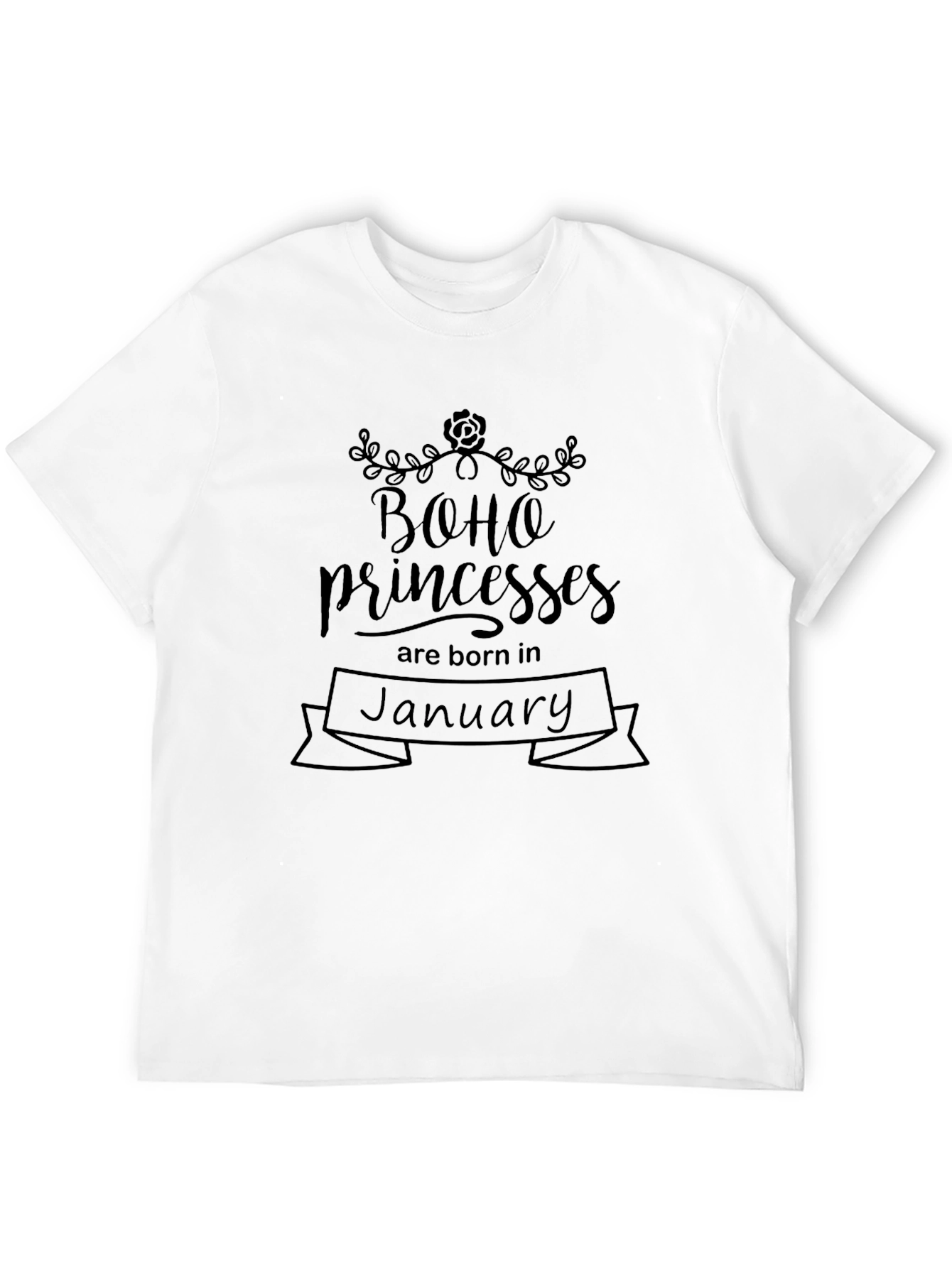 Black Boho Princesses January Birthday T-Shirt view 12