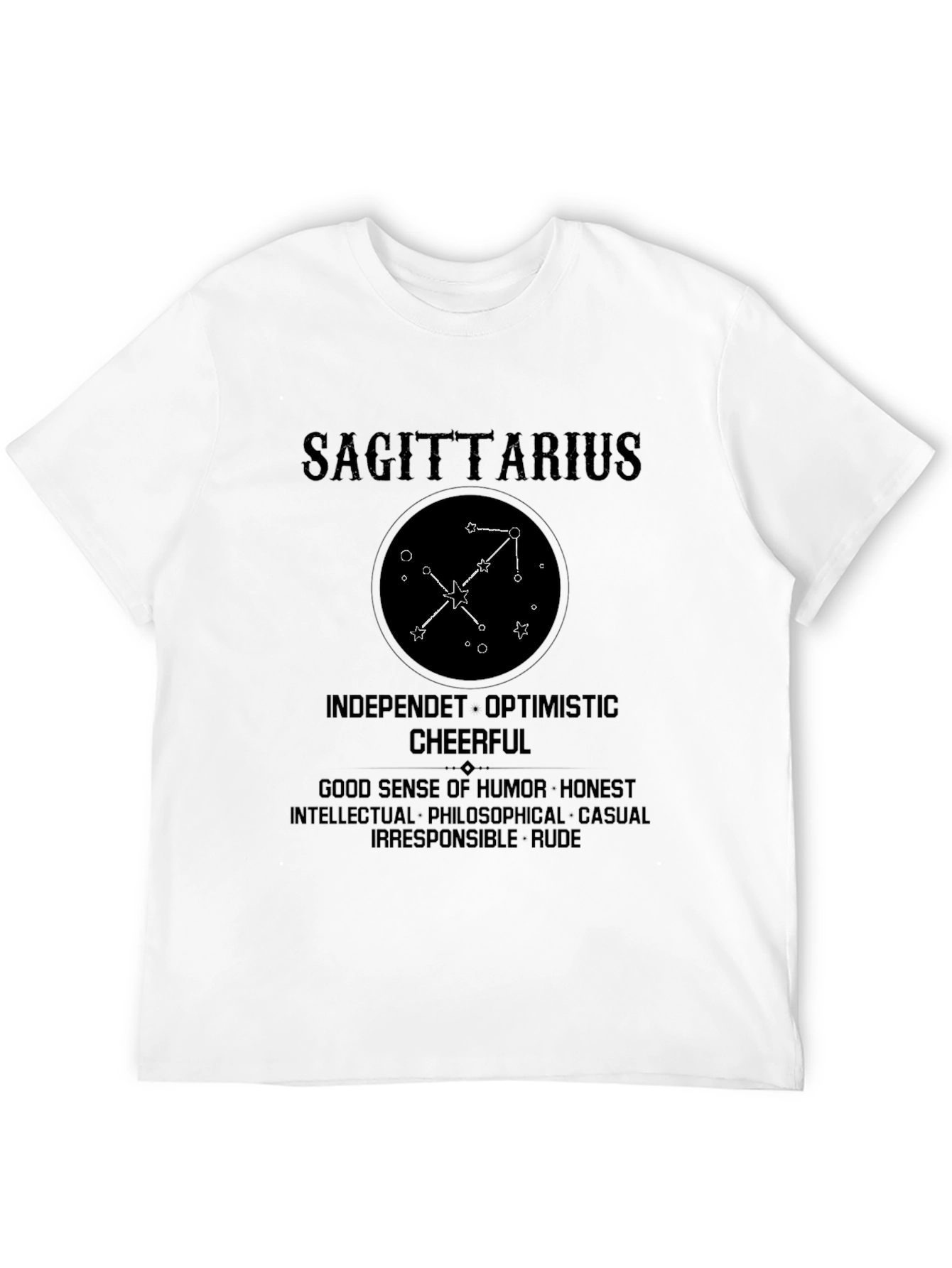 Black Sagittarius Zodiac Sign Black Graphic T-Shirt view 12