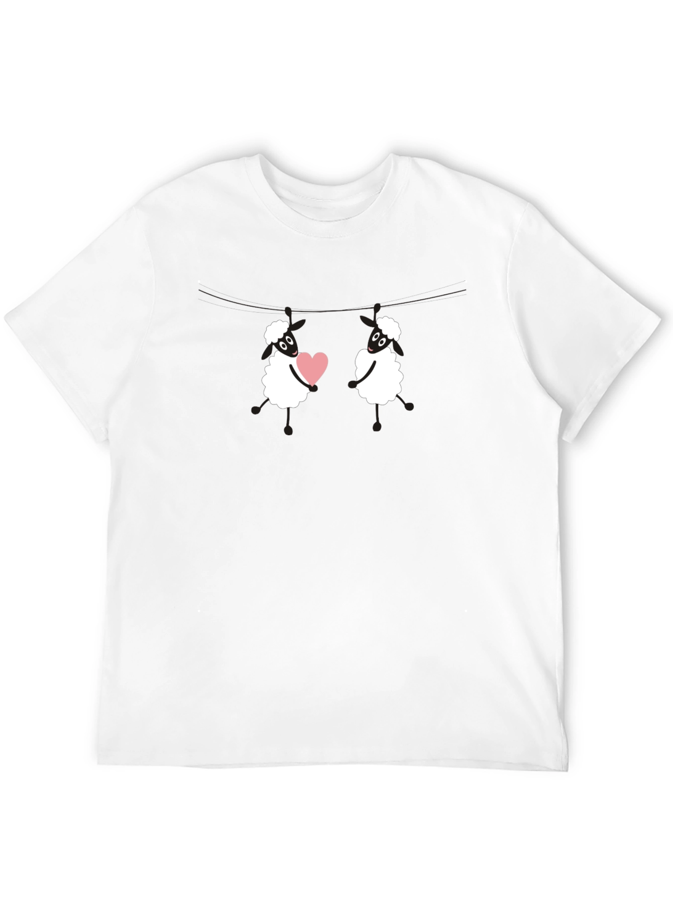 Black Cute Sheep Love T-Shirt - Black Cotton Blend view 12