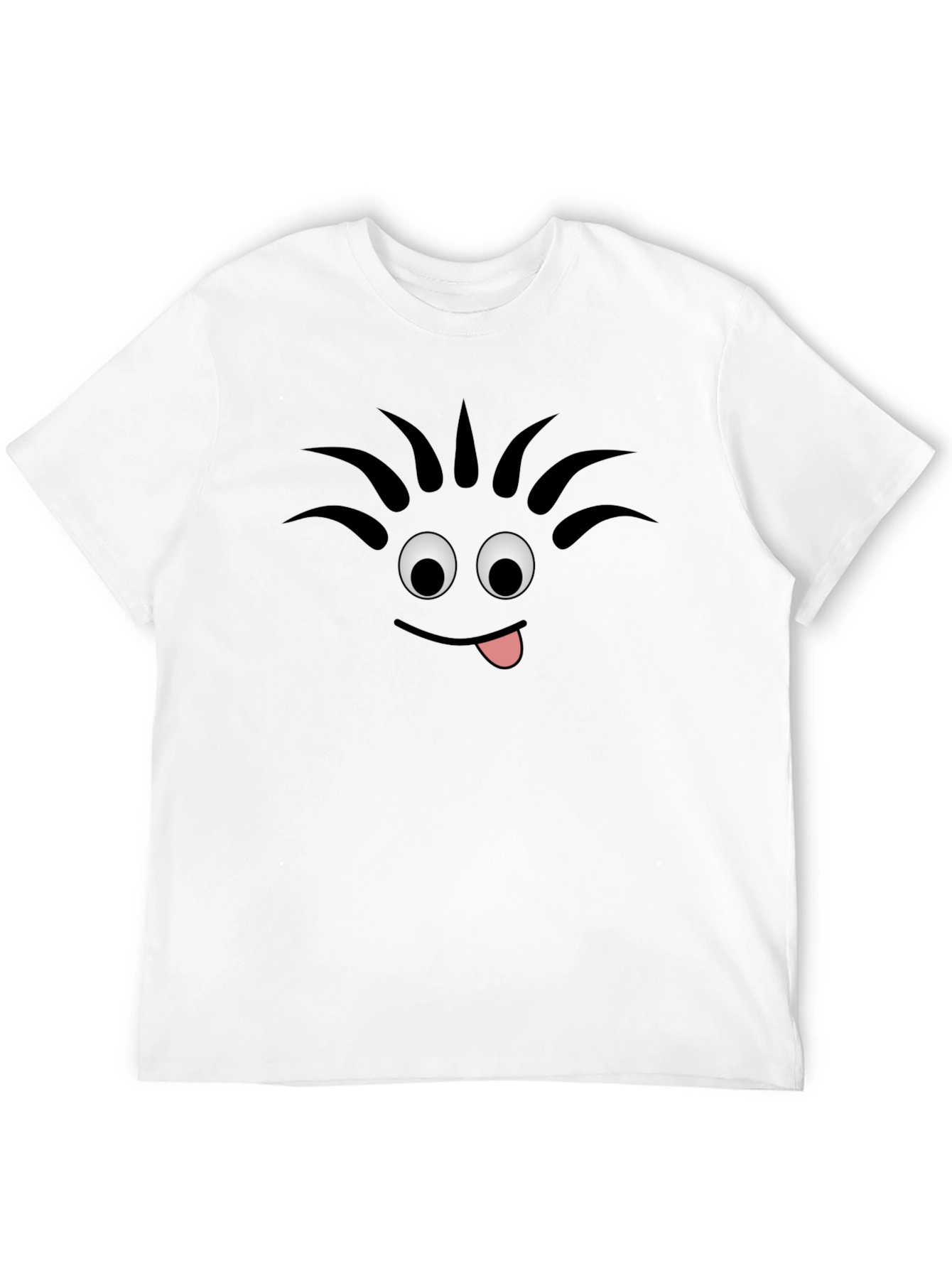 Black Funny Face Tongue Out Black Cotton T-Shirt view 12
