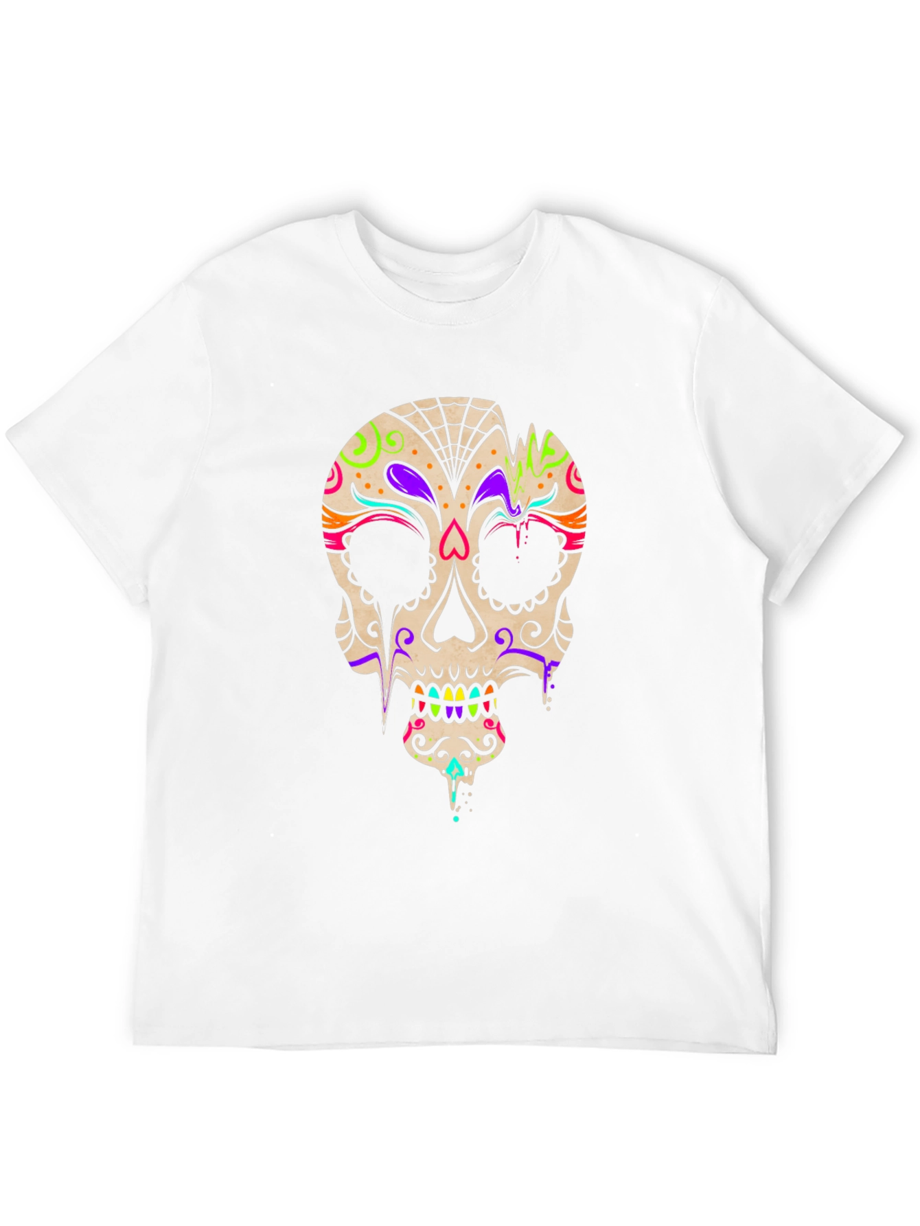 Black Day of the Dead Skull Graphic T-Shirt view 12