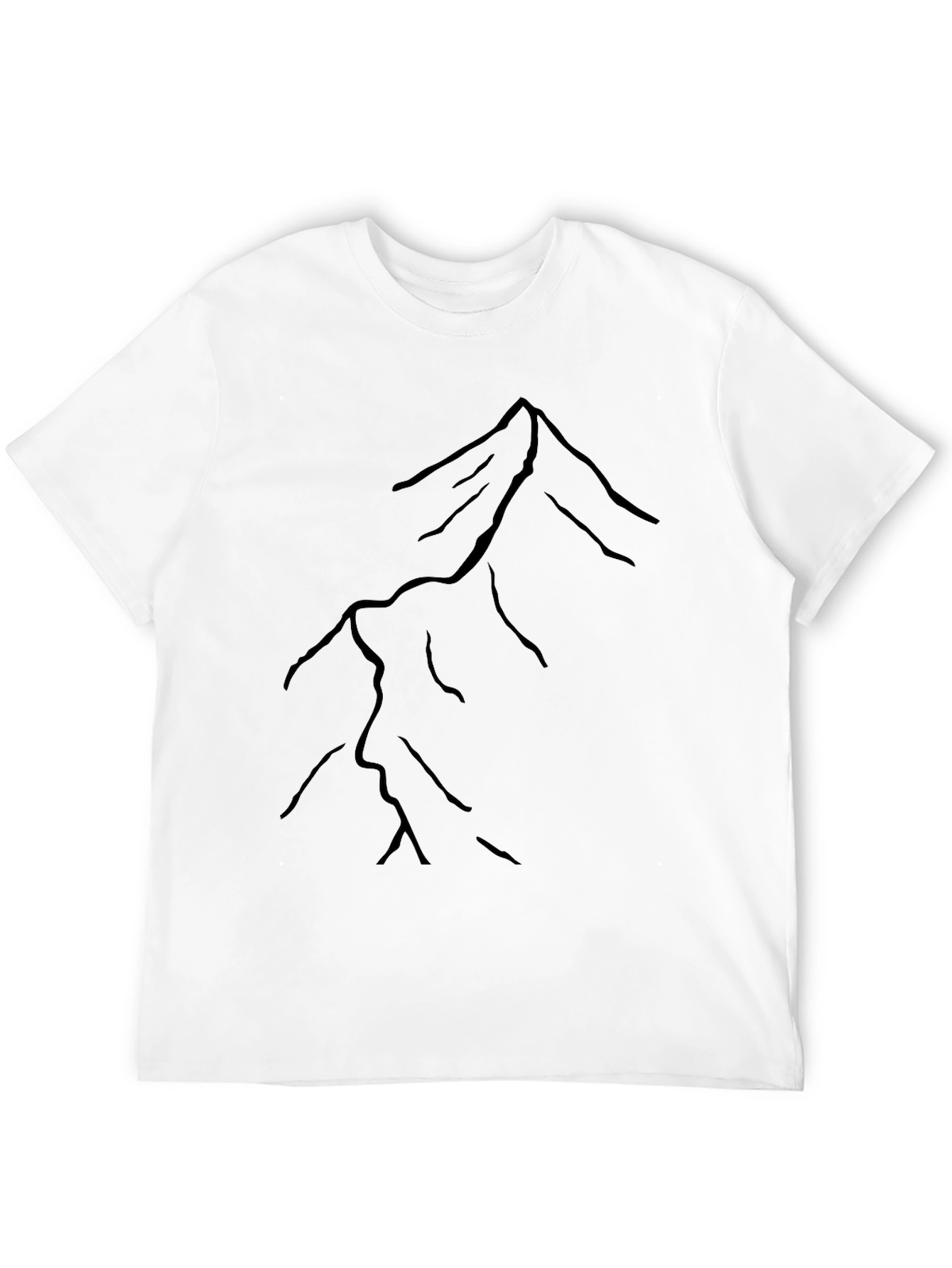 Black Mountain Line Art Graphic Tee - Black Cotton Casual T-Shirt view 12