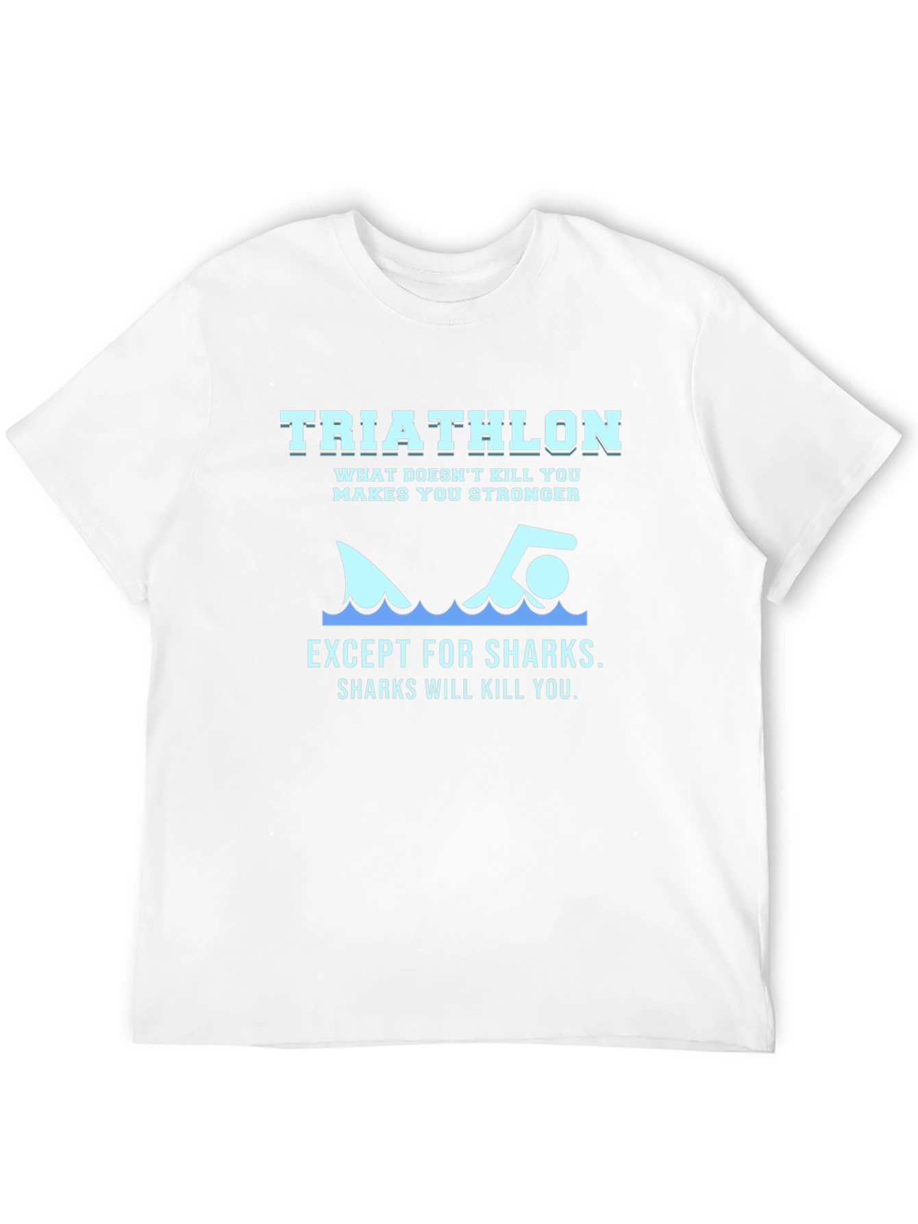 Black Triathlon Shark T-Shirt - Funny Workout Tee view 12