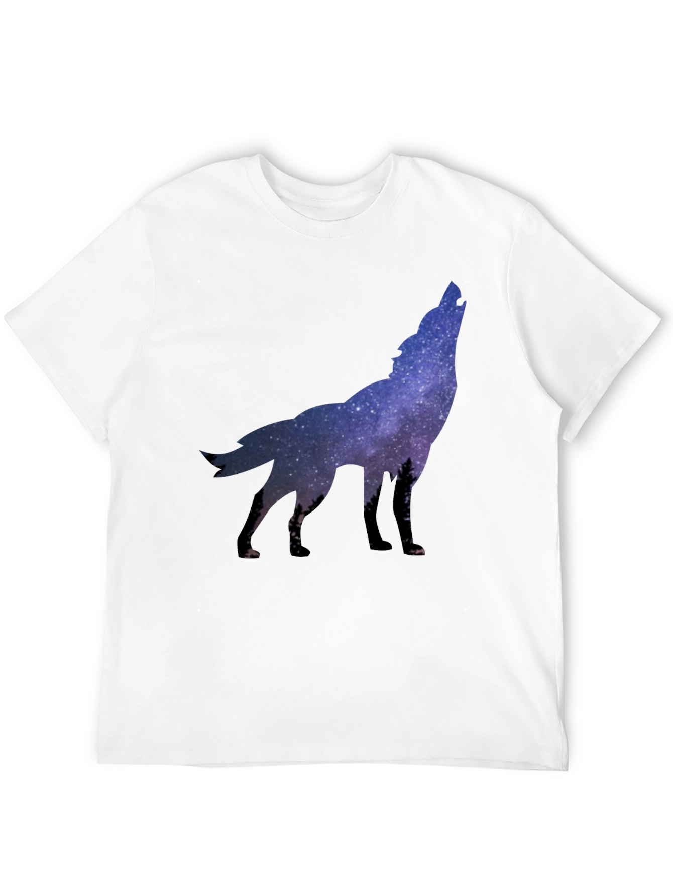 Black Galaxy Wolf Graphic Tee - Black Crew Neck T-Shirt view 12