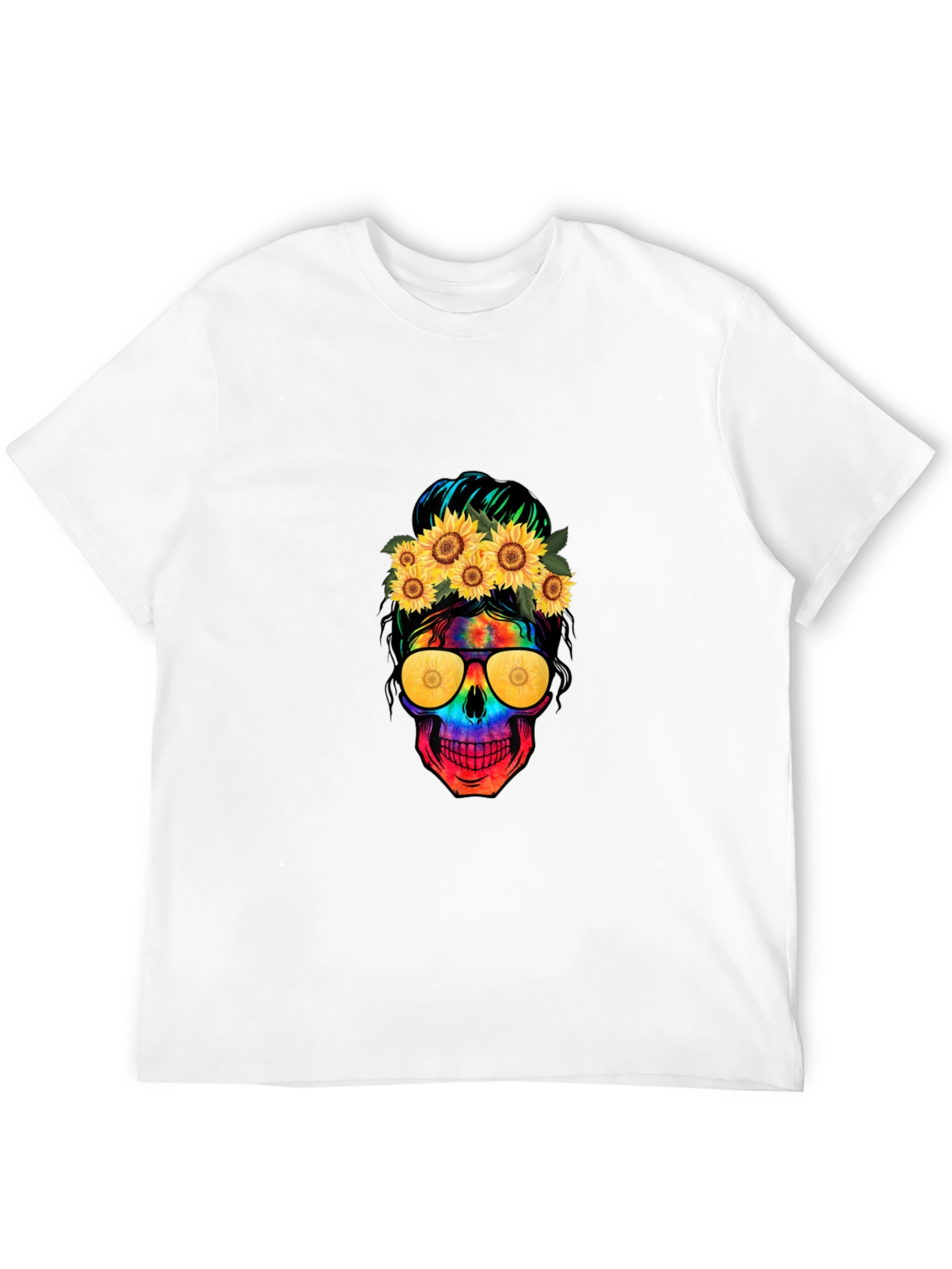 Skull with Sunflowers Graphic Tee - 12