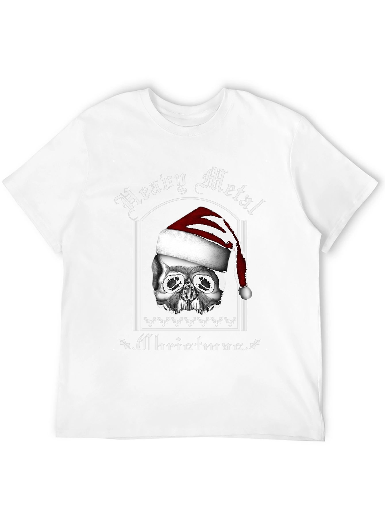 Black Heavy Metal Christmas Skull T-Shirt view 12