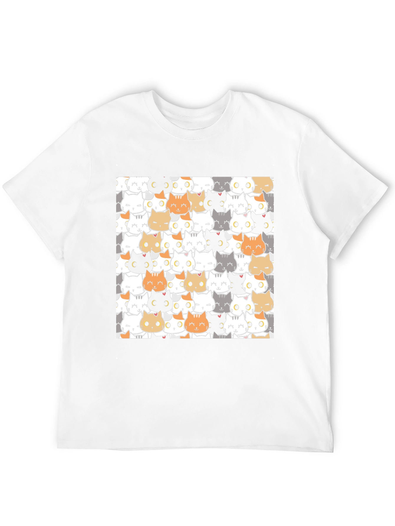 Black Cute Cartoon Cat Print Black T-Shirt view 12