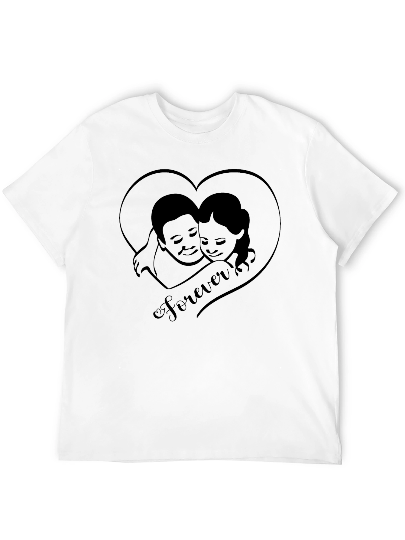 Black Forever Love Couple Heart T-Shirt view 12