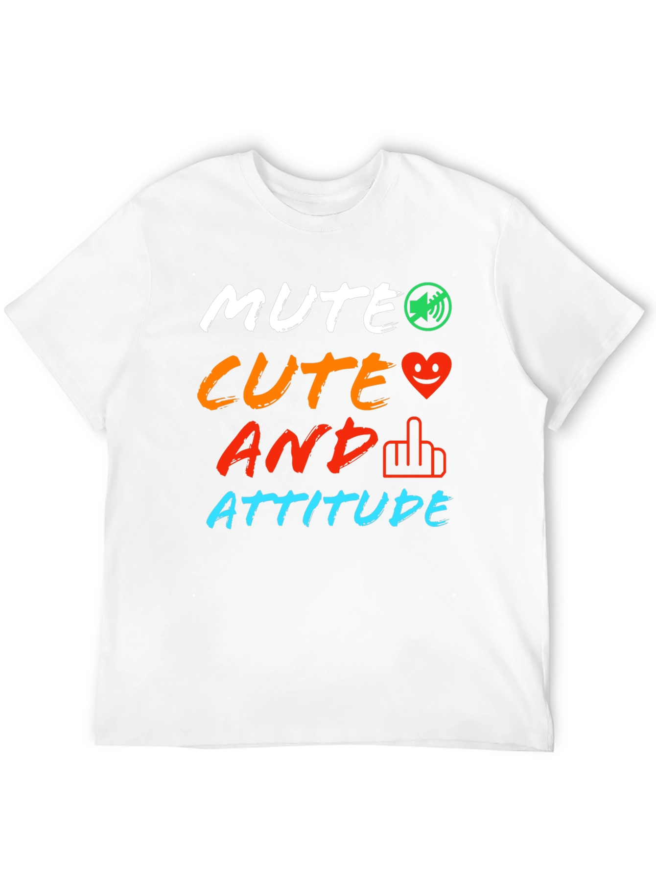 Black Mute Cute And Attitude Graphic Tee - Trendy Sarcastic T-Shirt view 12