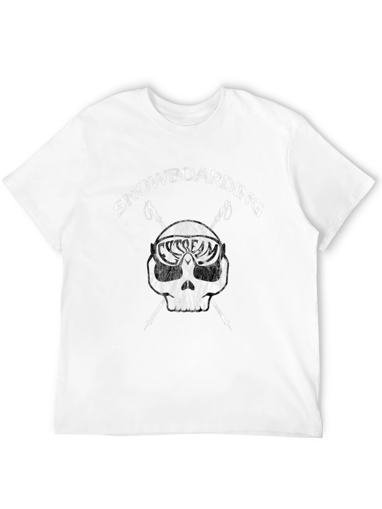 Black Snowboarding Skull Graphic T-Shirt - Black view 12