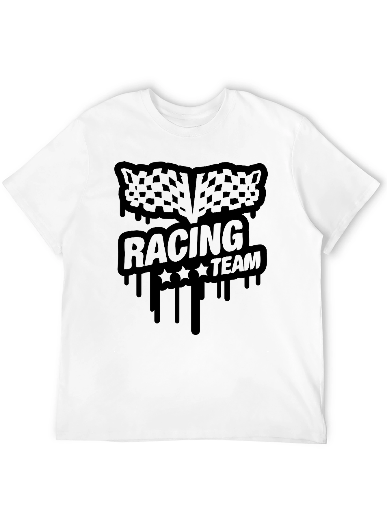 Black Racing Team Graphic Tee - Black Cotton Blend T-Shirt view 12