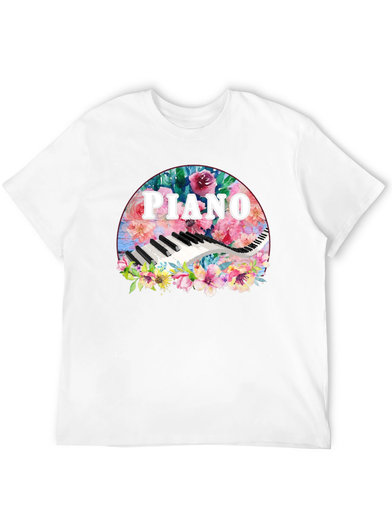 Black Floral Piano T-Shirt - Music Lover Tee view 12