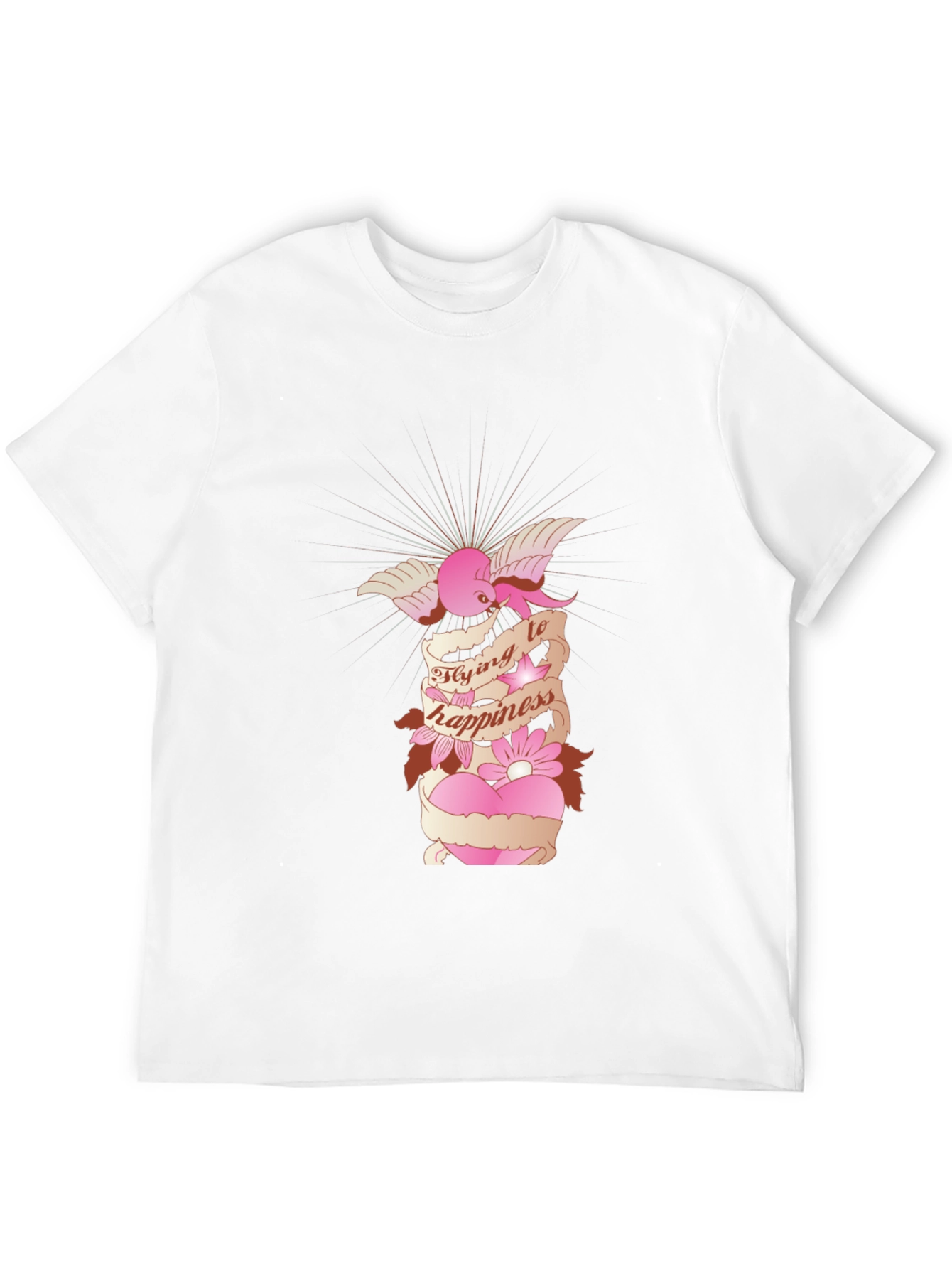 Black Flying to Happiness Graphic Black T-Shirt view 12