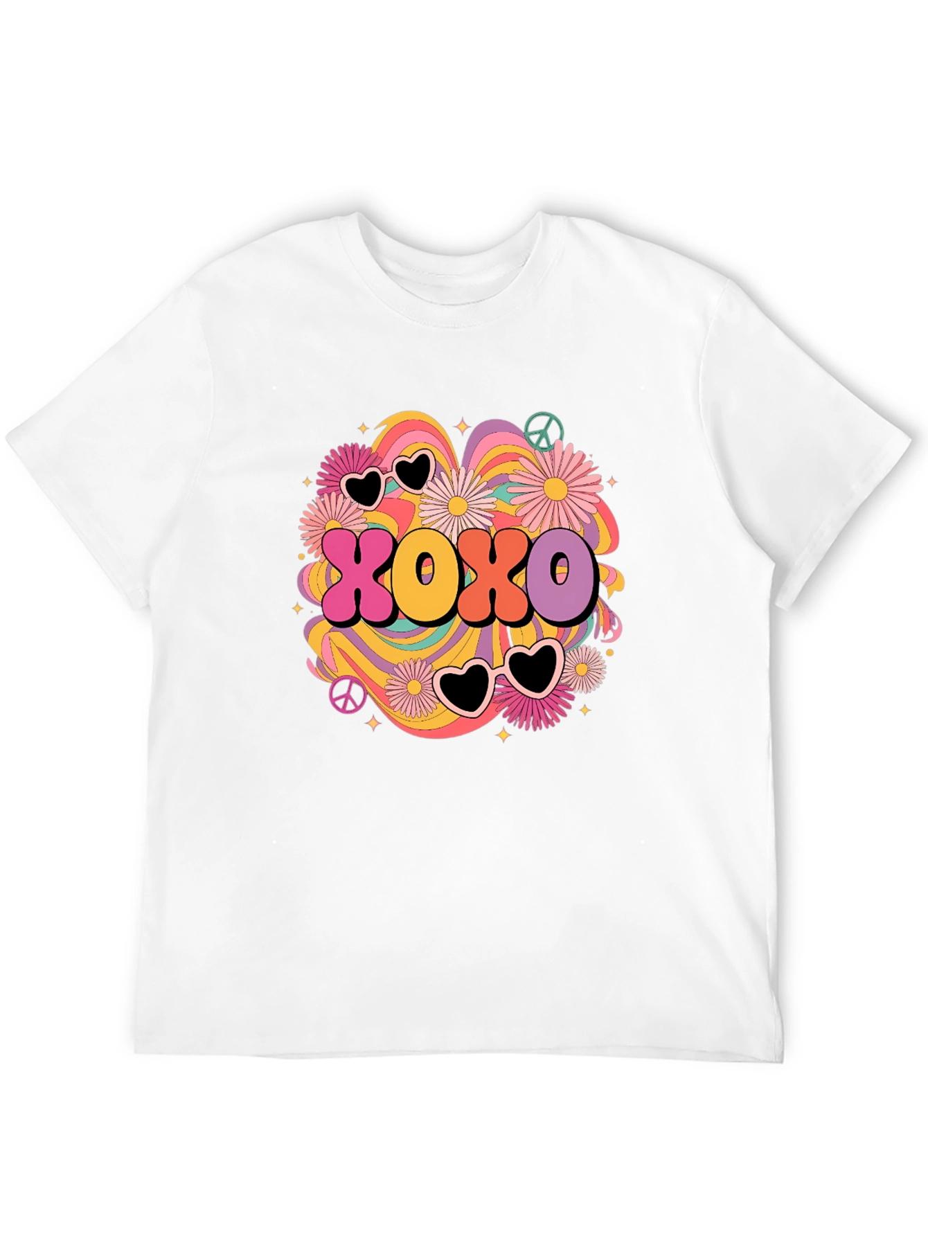 Black XOXO Retro Graphic Tee - Hugs & Kisses T-Shirt view 12