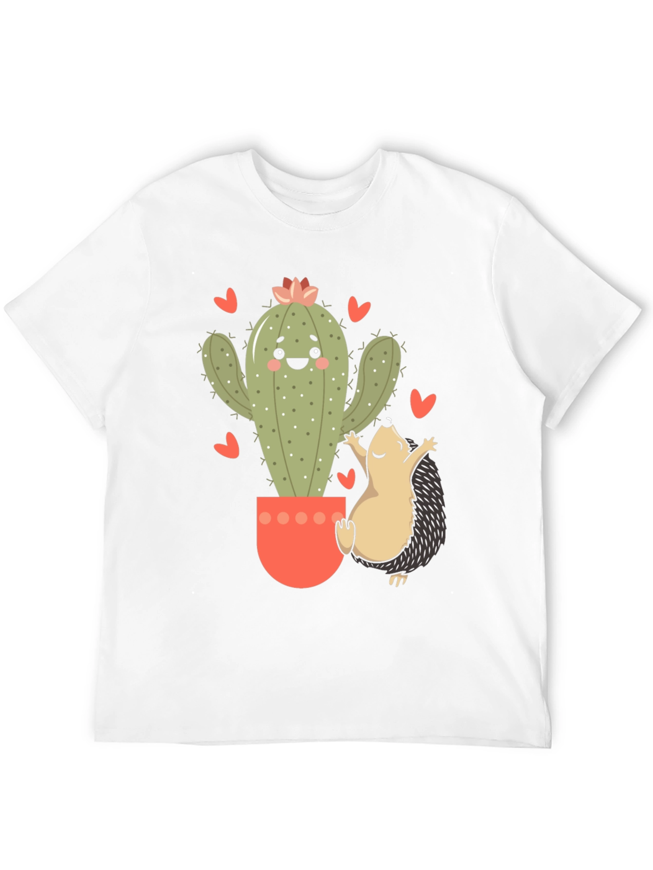 Black Cute Cactus & Hedgehog Graphic Tee view 12