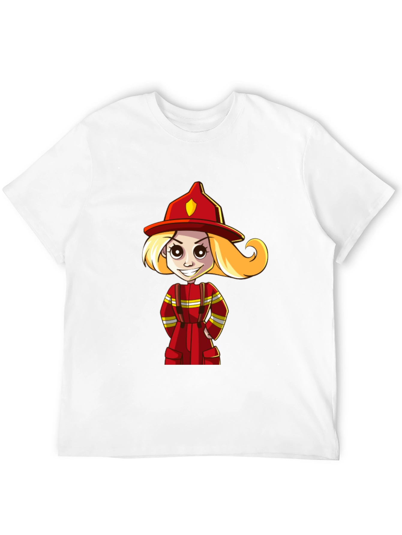 Black Cartoon Firefighter Girl T-Shirt view 12