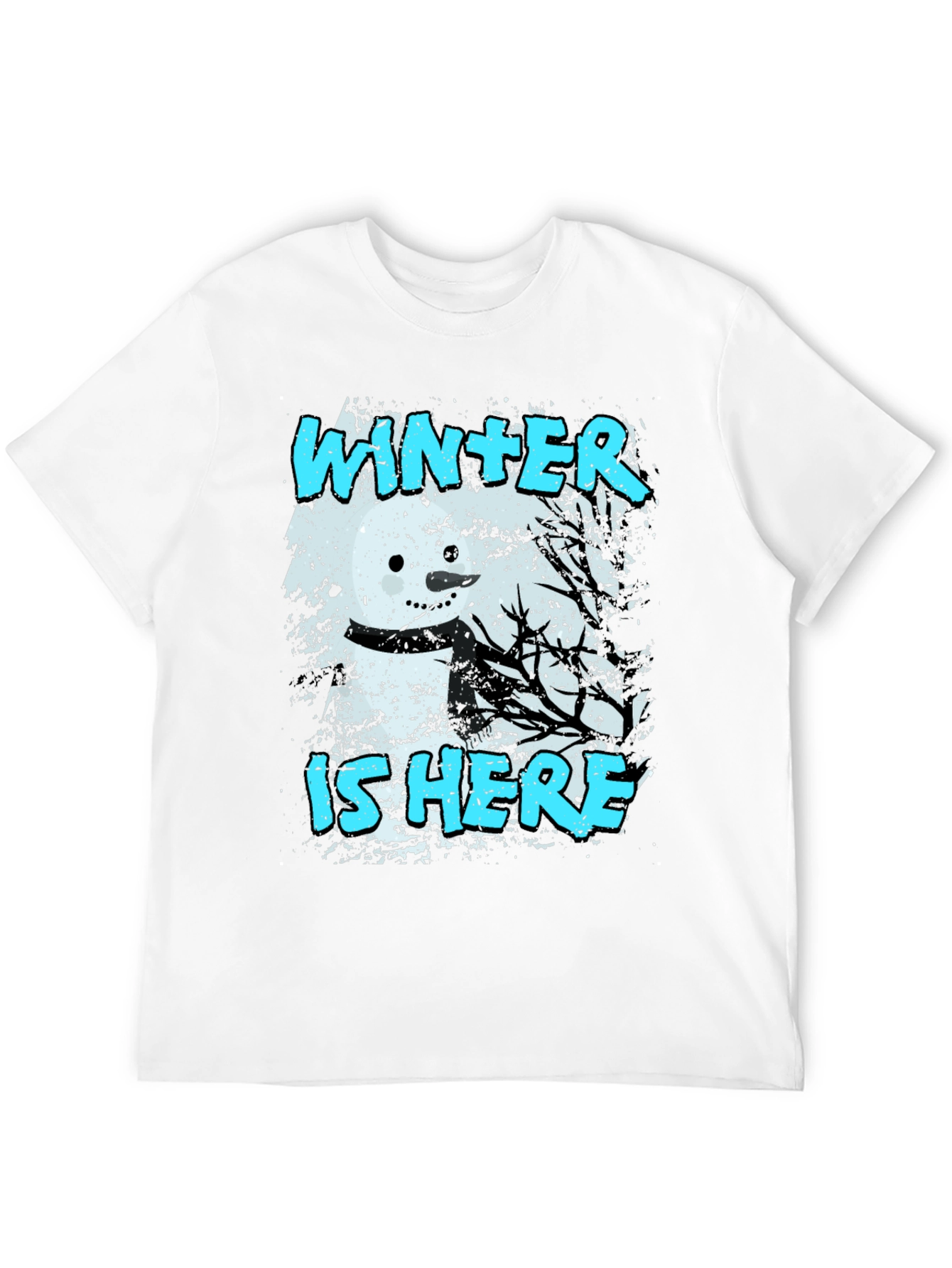 Black Winter is Here T-Shirt - Snowman Graphic Tee view 12