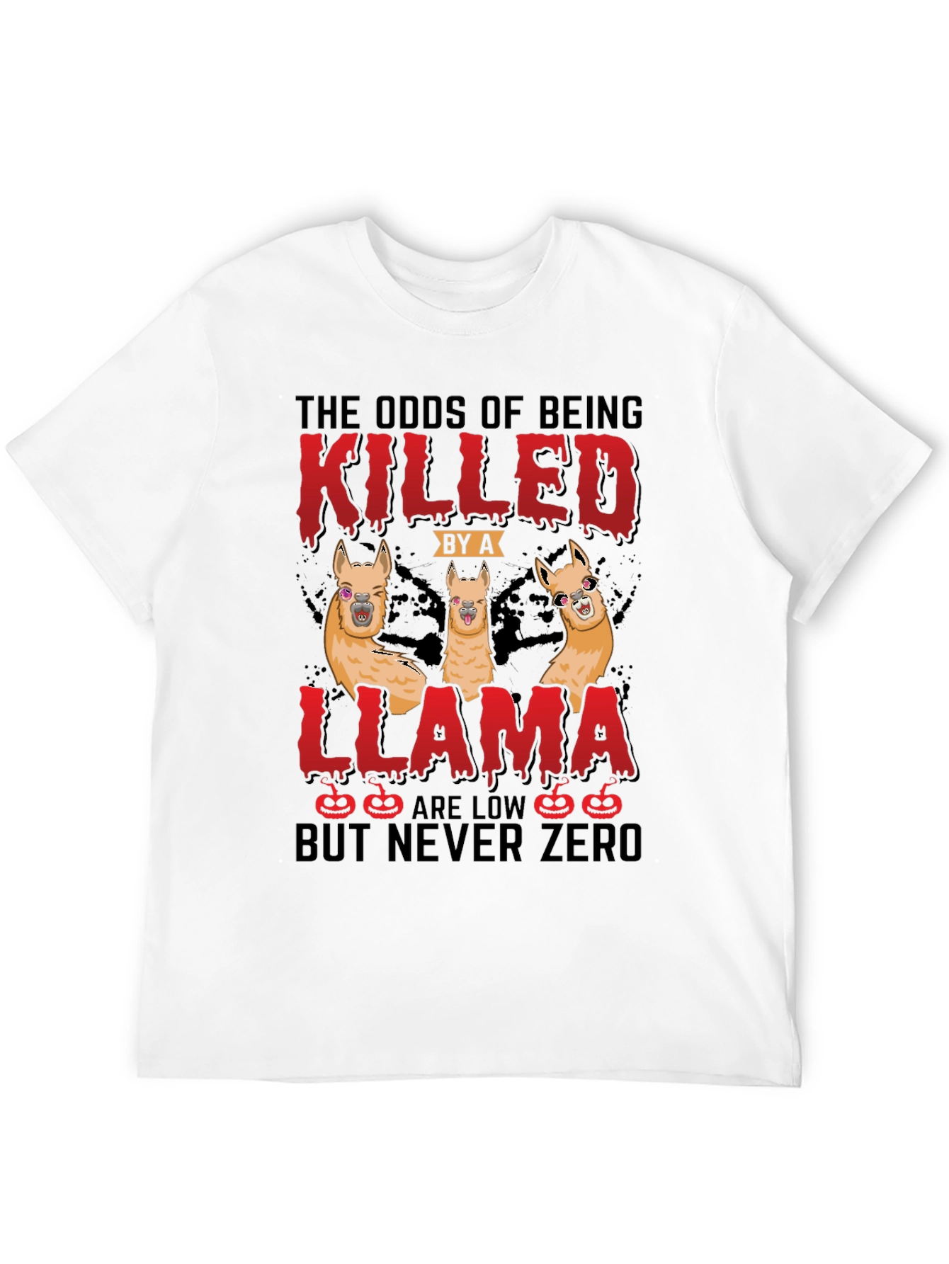 Black Odds of Being Killed by a Llama T-Shirt view 12