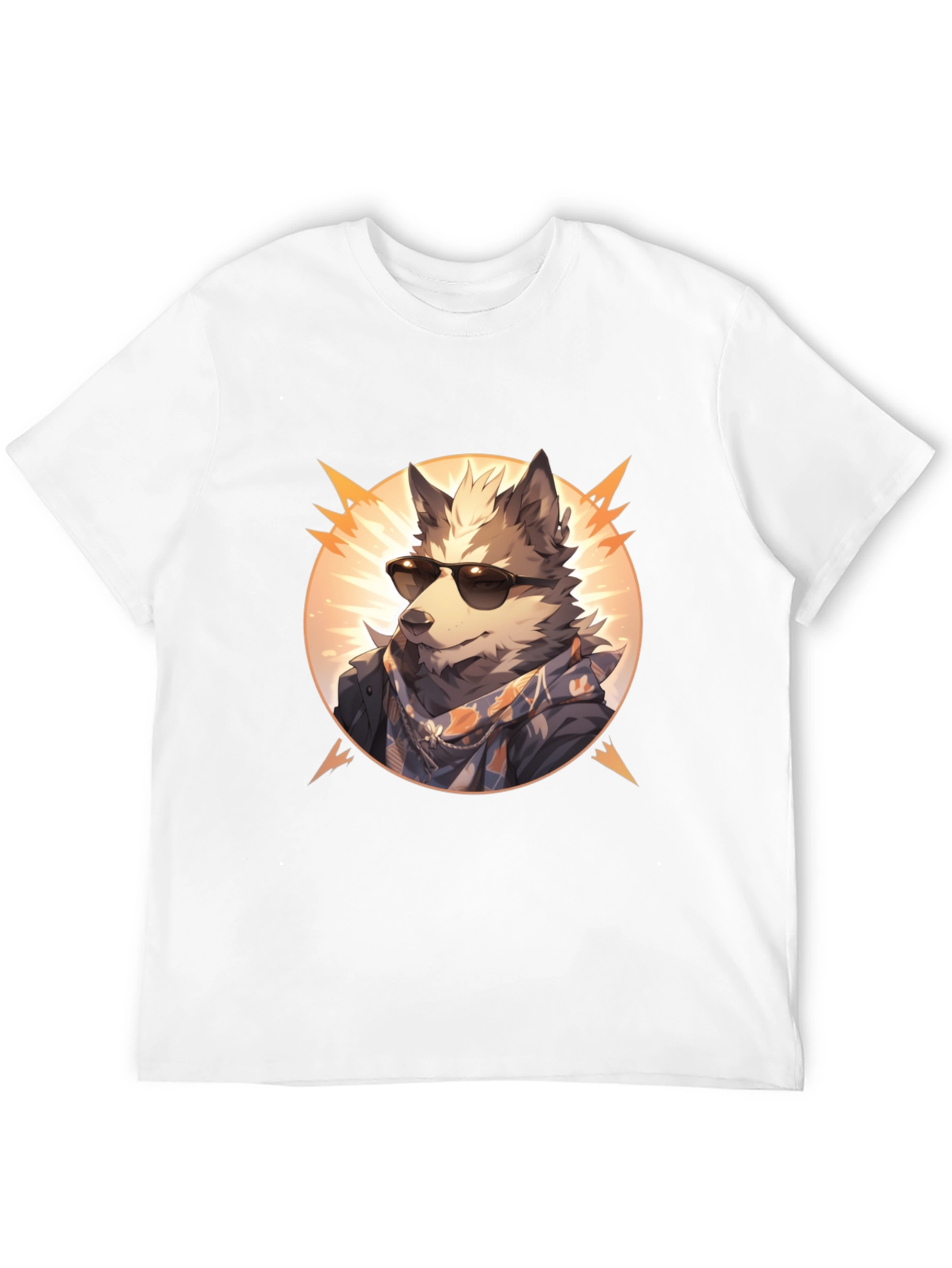 Black Cool Wolf Graphic Tee - Unisex Black T-Shirt view 12