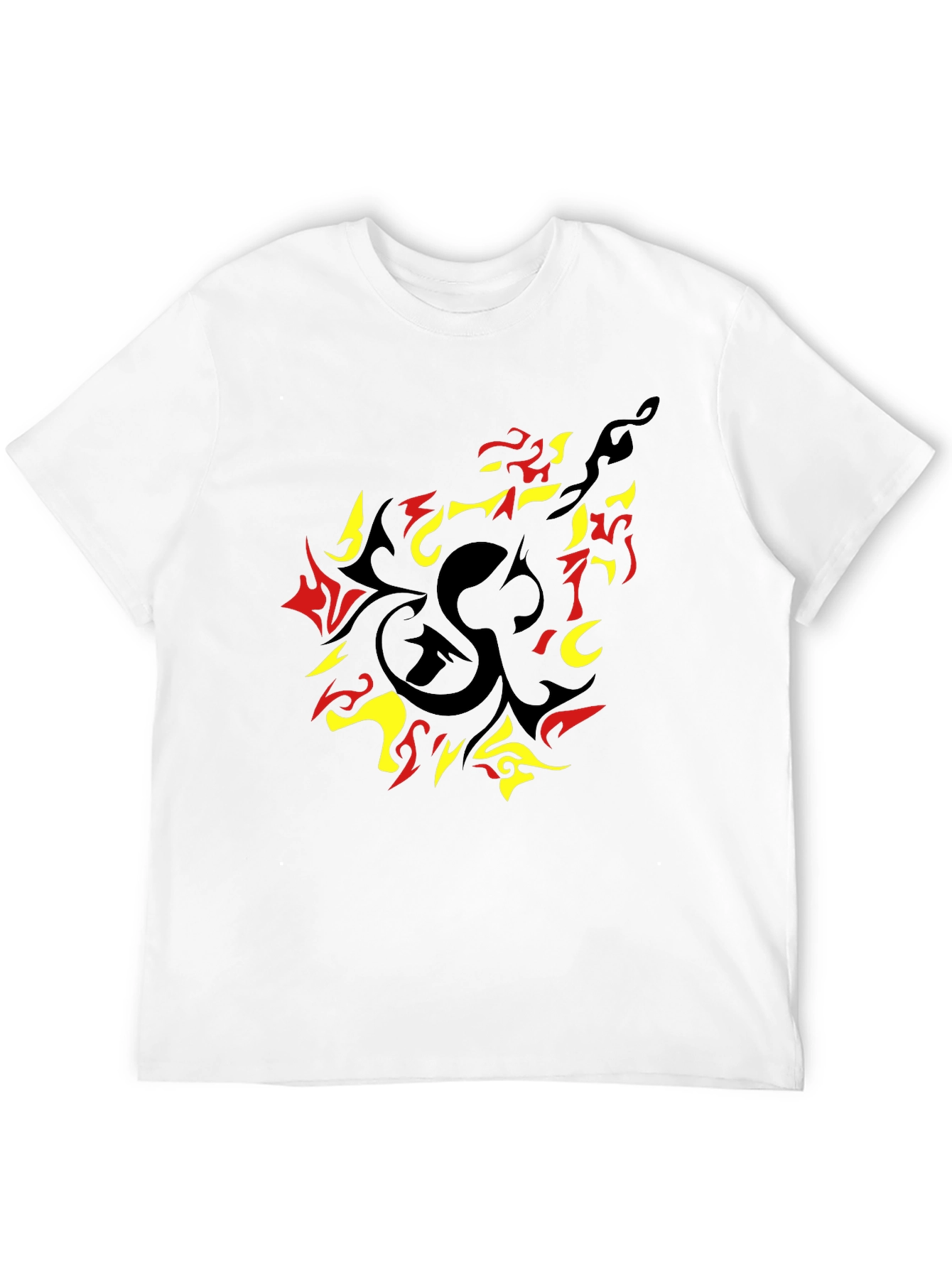 Black Stylish Graphic Tee - Abstract Flame Design view 12