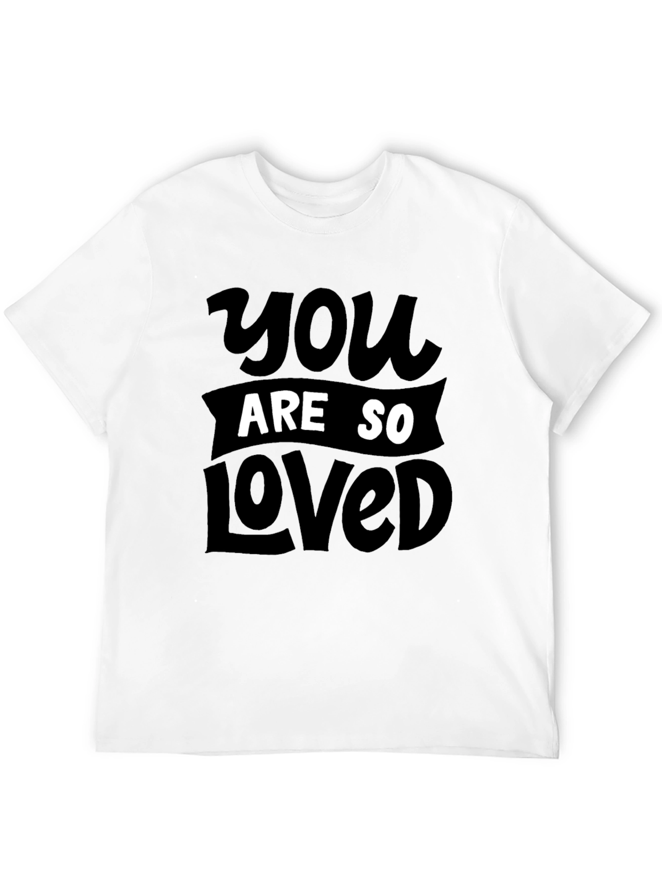 Black You Are So Loved Graphic Tee - Black Crewneck T-Shirt view 12