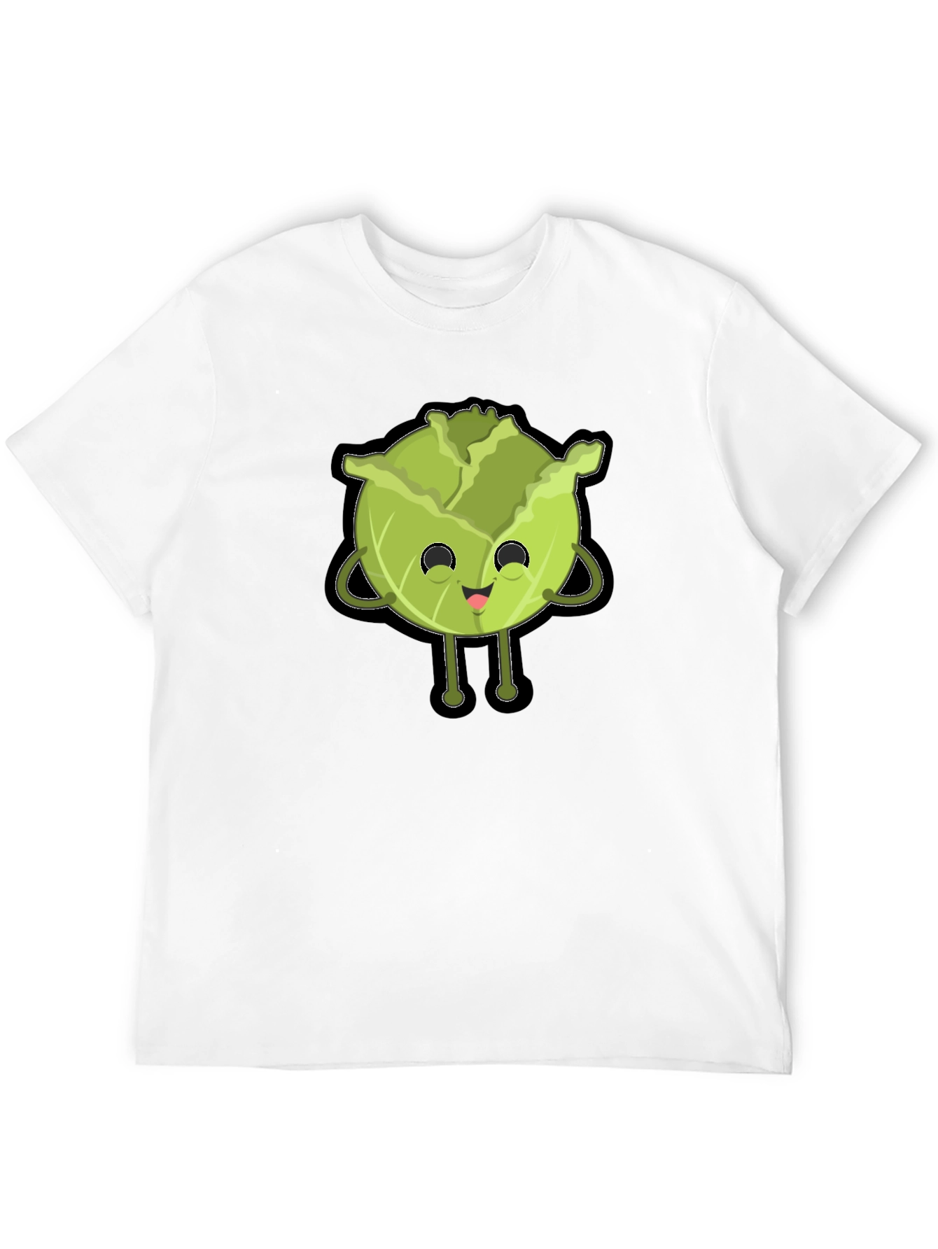 Black Cute Cabbage Character Graphic Tee - Black Cotton T-Shirt view 12