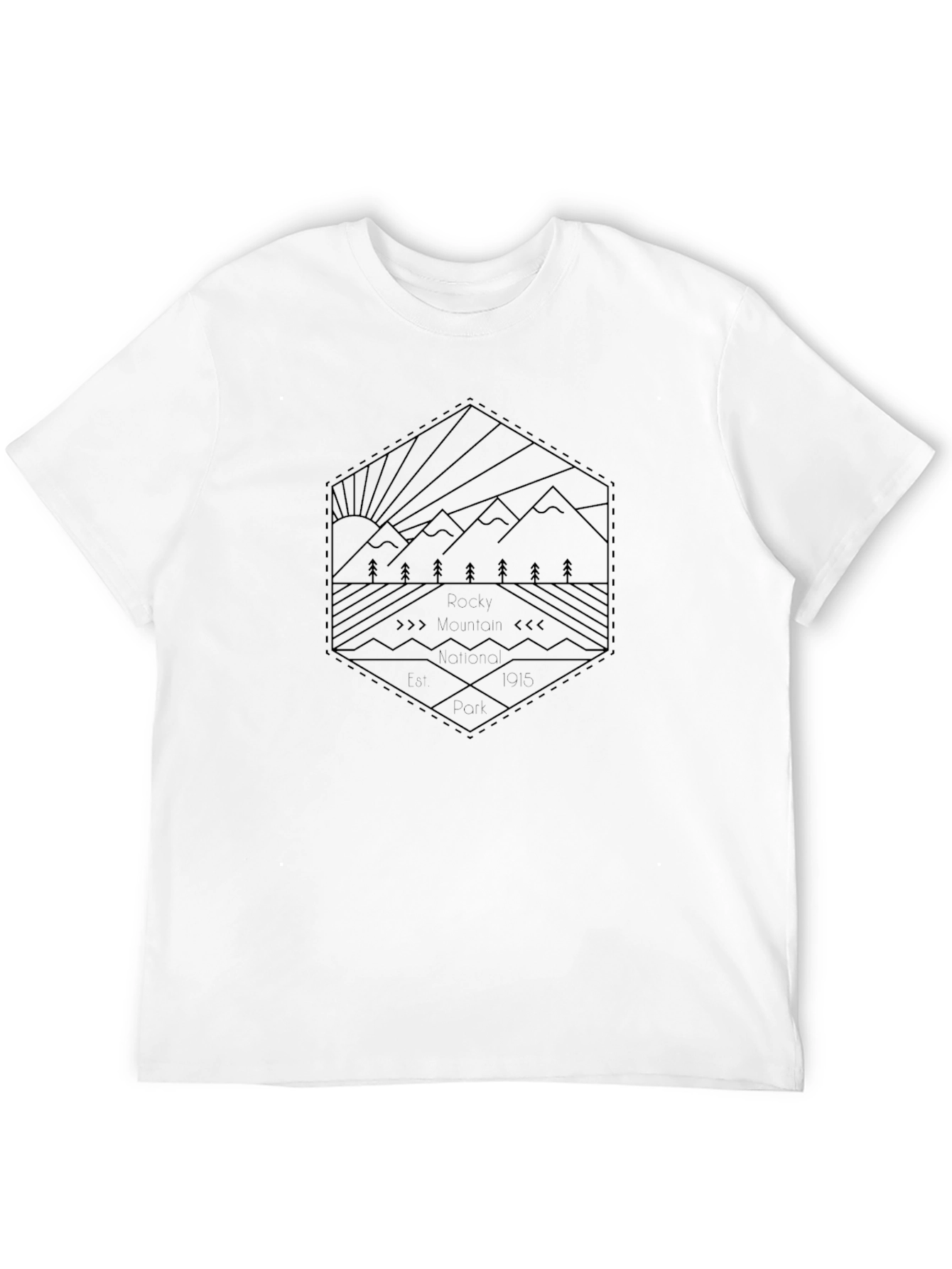 Black Men's Black Graphic Tee - Mountain Landscape Design view 12
