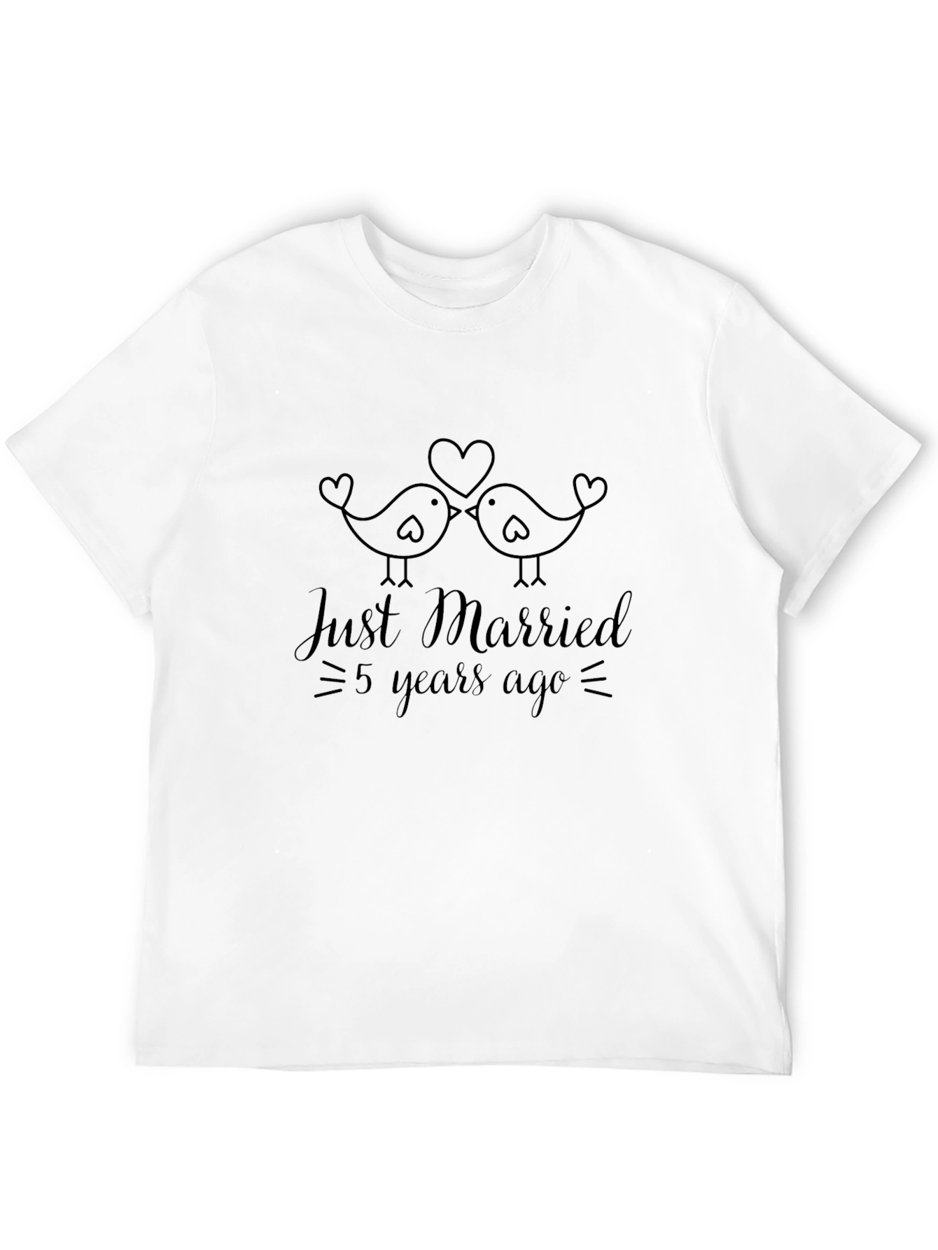 Black Just Married 5 Years Ago Anniversary Tee view 12