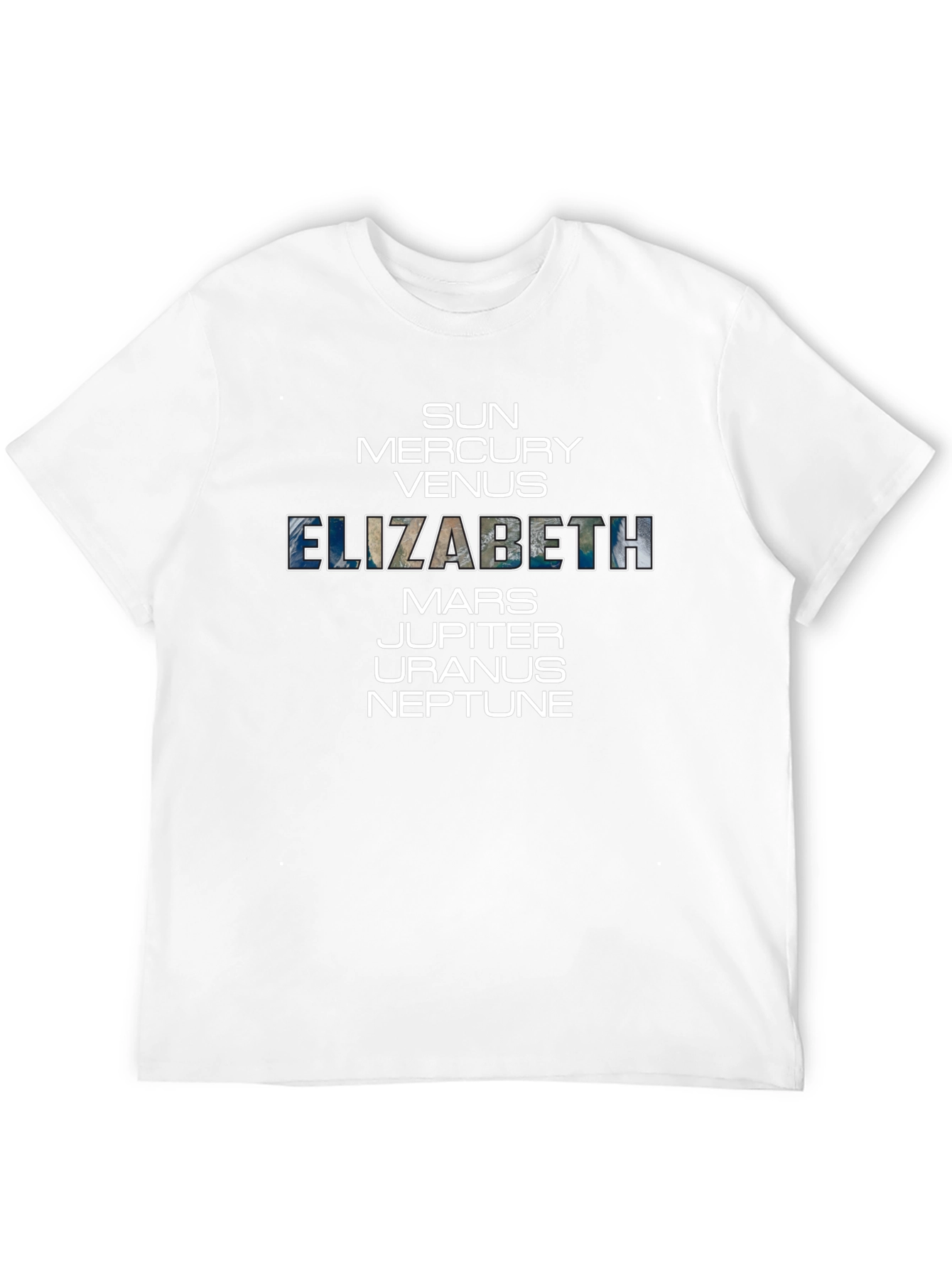 Black Elizabeth Planets T-Shirt - Unisex Cotton Space Tee view 12