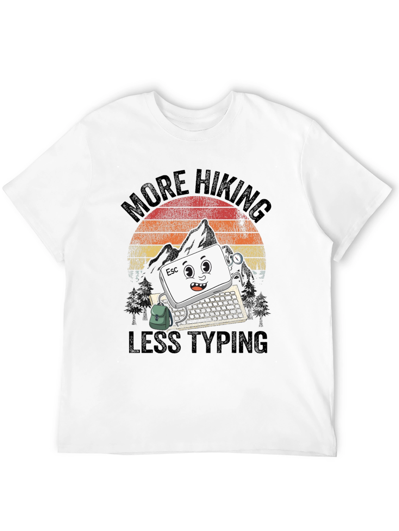 Black More Hiking Less Typing Graphic Tee view 12