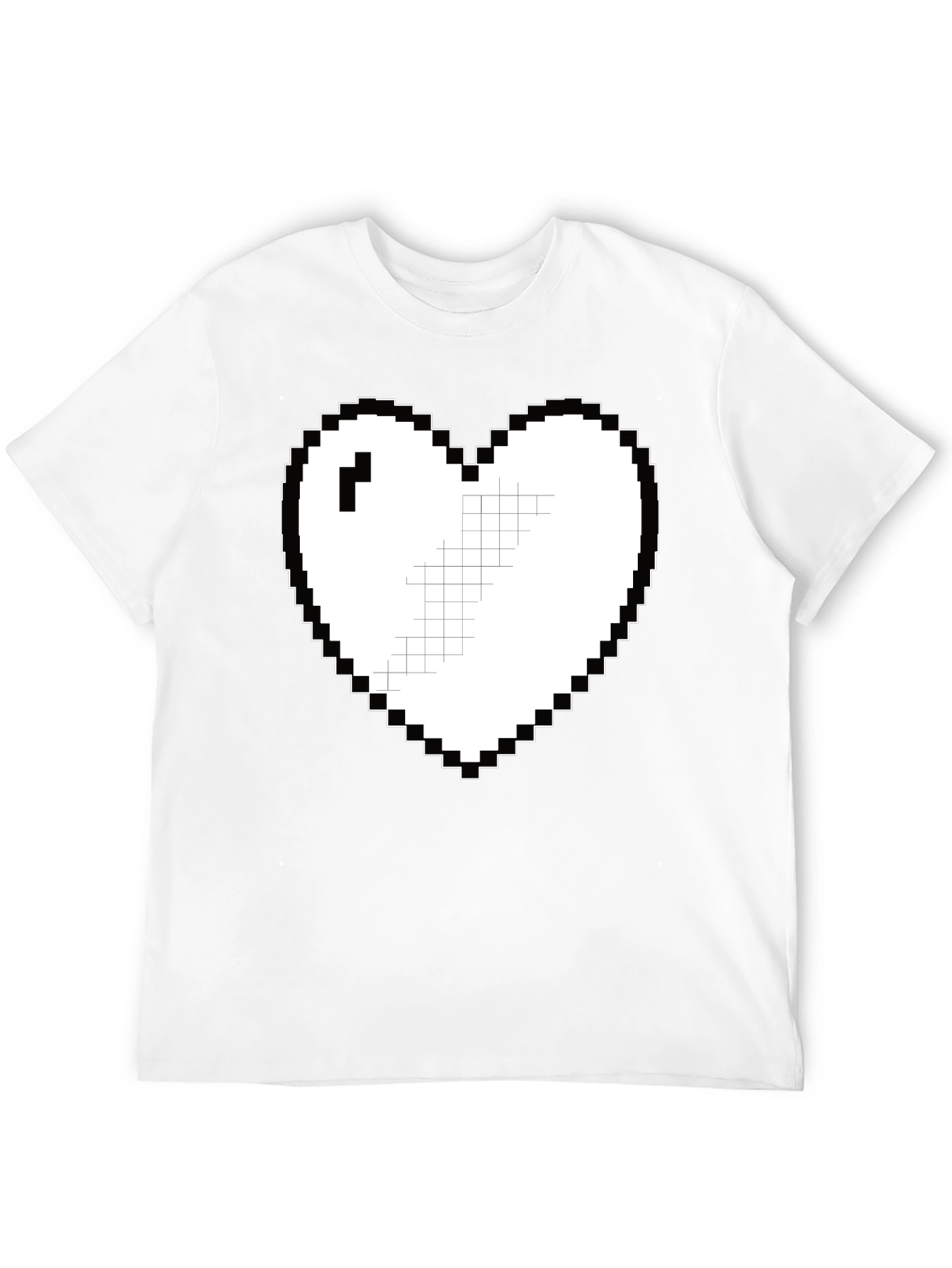 Black Pixel Heart Graphic Tee - Casual Black T-Shirt view 12
