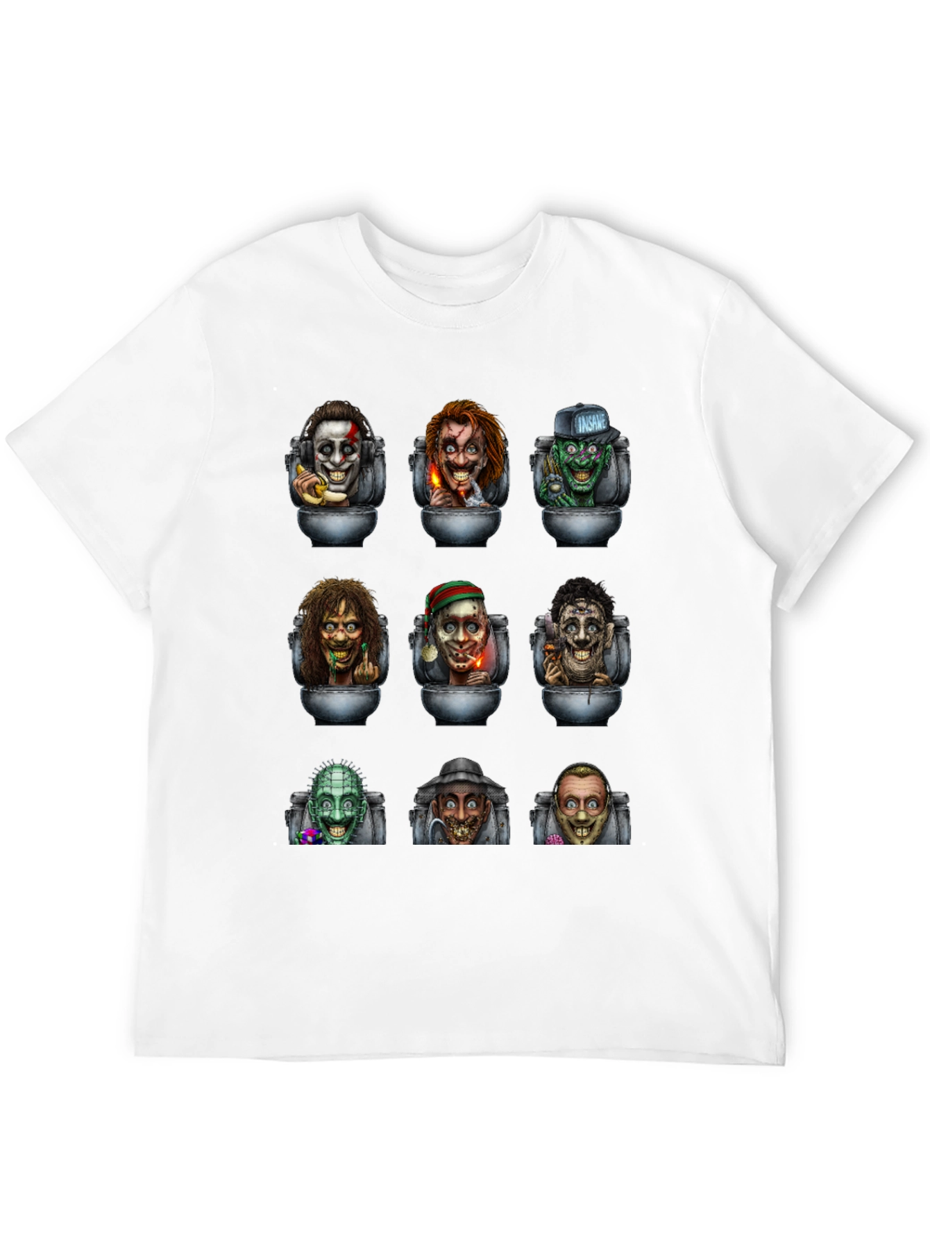 Black Horror Movie Character T-Shirt view 12