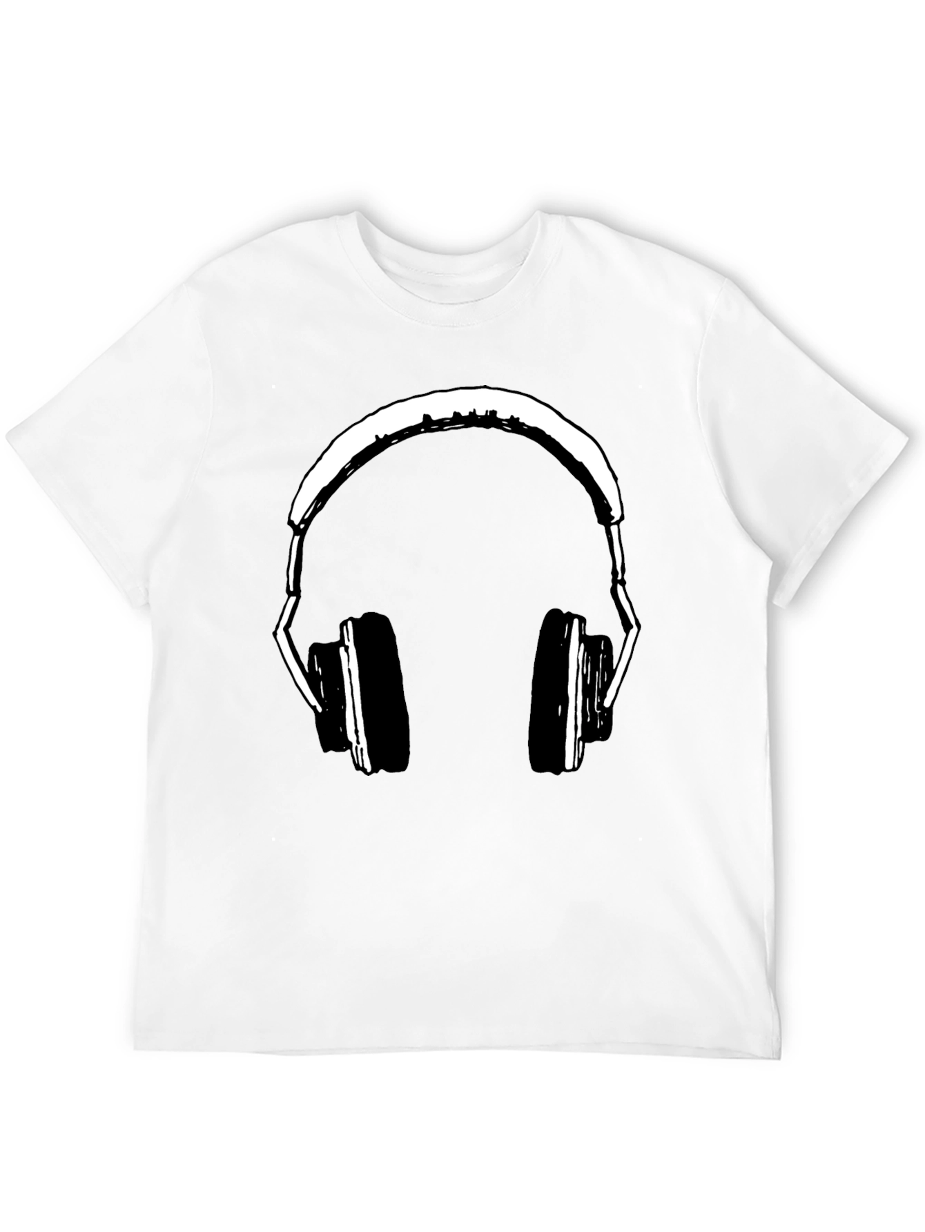 Black Headphones Graphic Print Black T-Shirt view 12