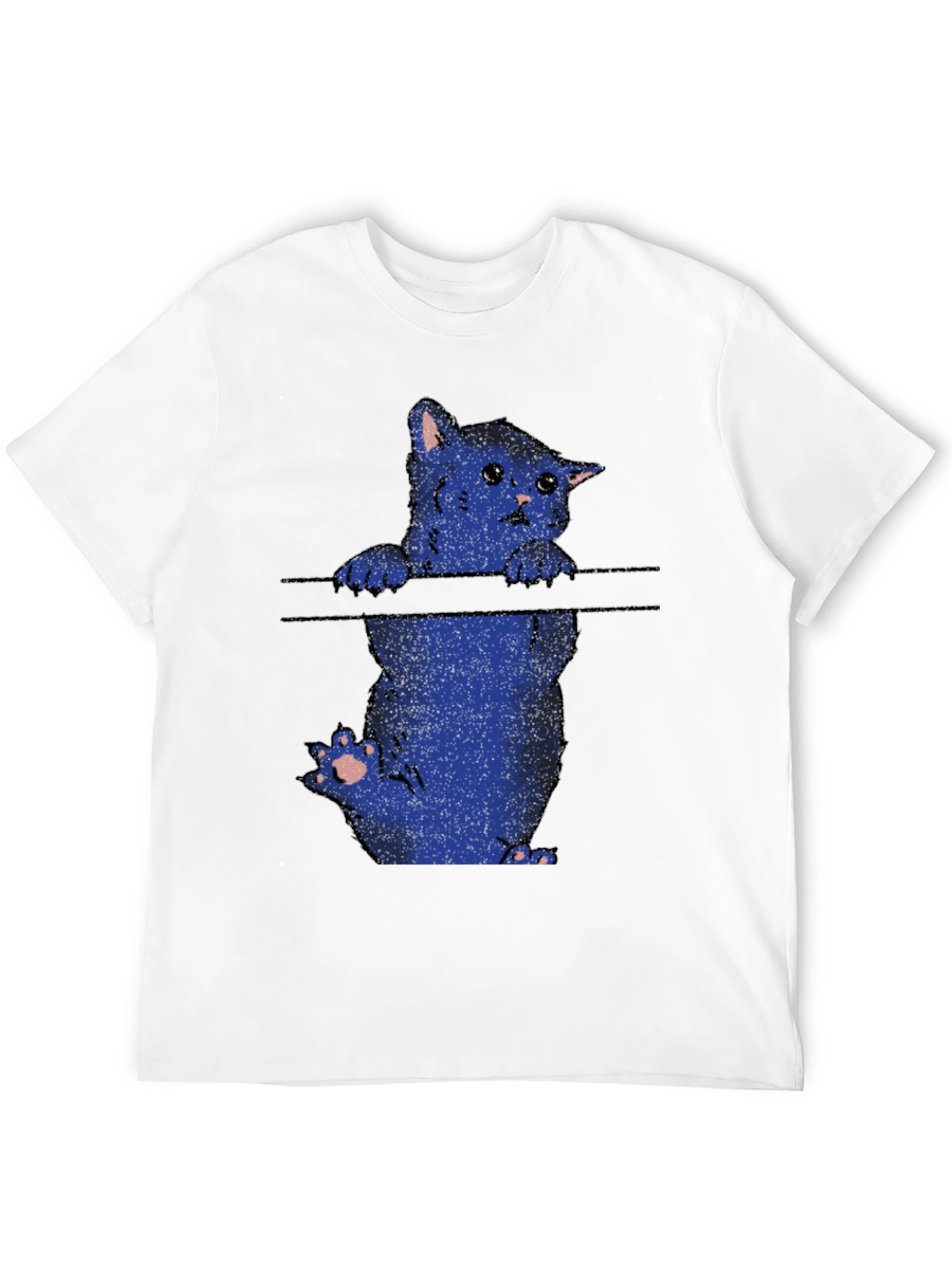 Black Sad Cat T-Shirt - Black Crew Neck Graphic Tee view 12