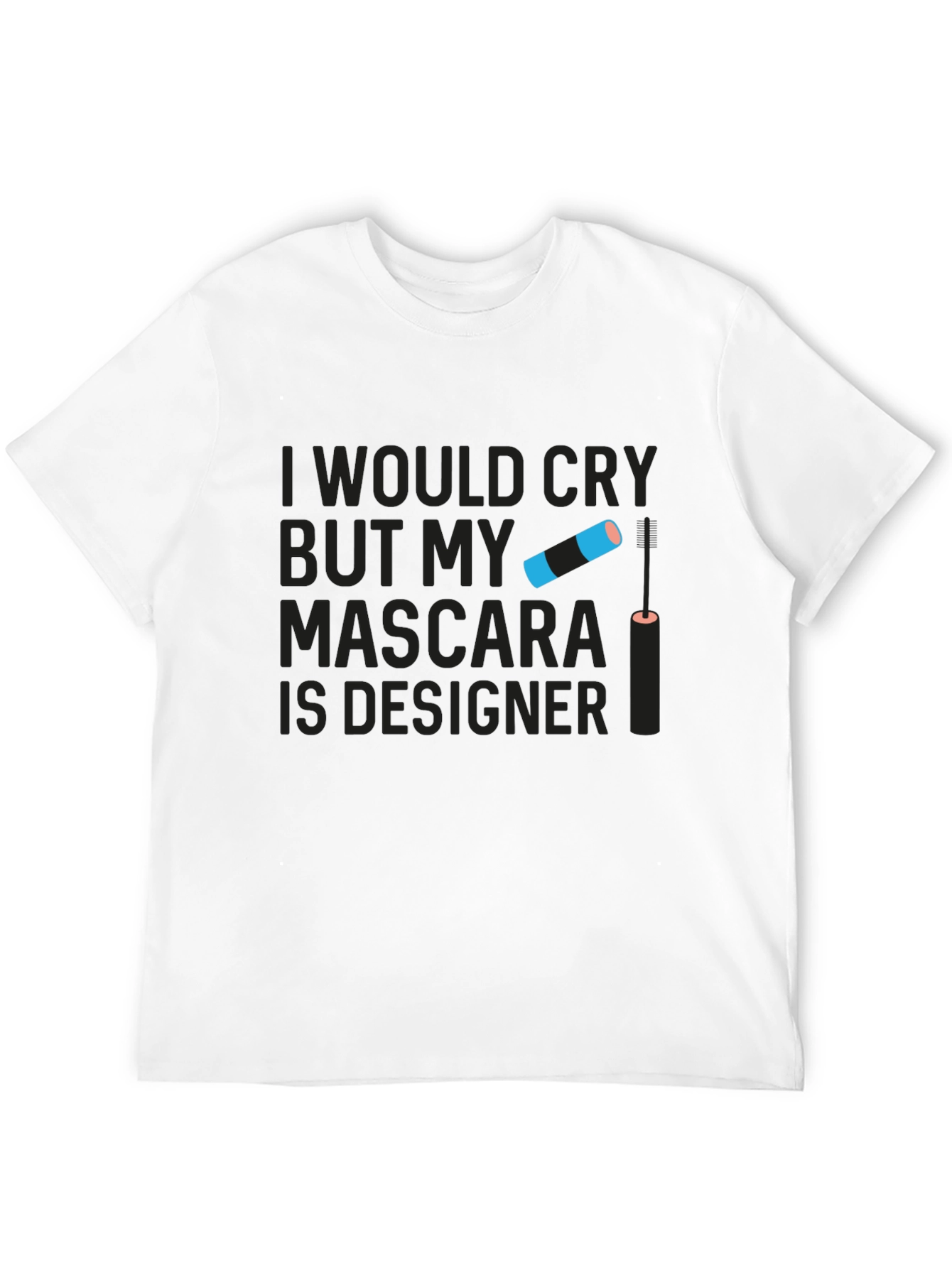 Black Designer Mascara Graphic Tee - Humorous Slogan T-Shirt view 12