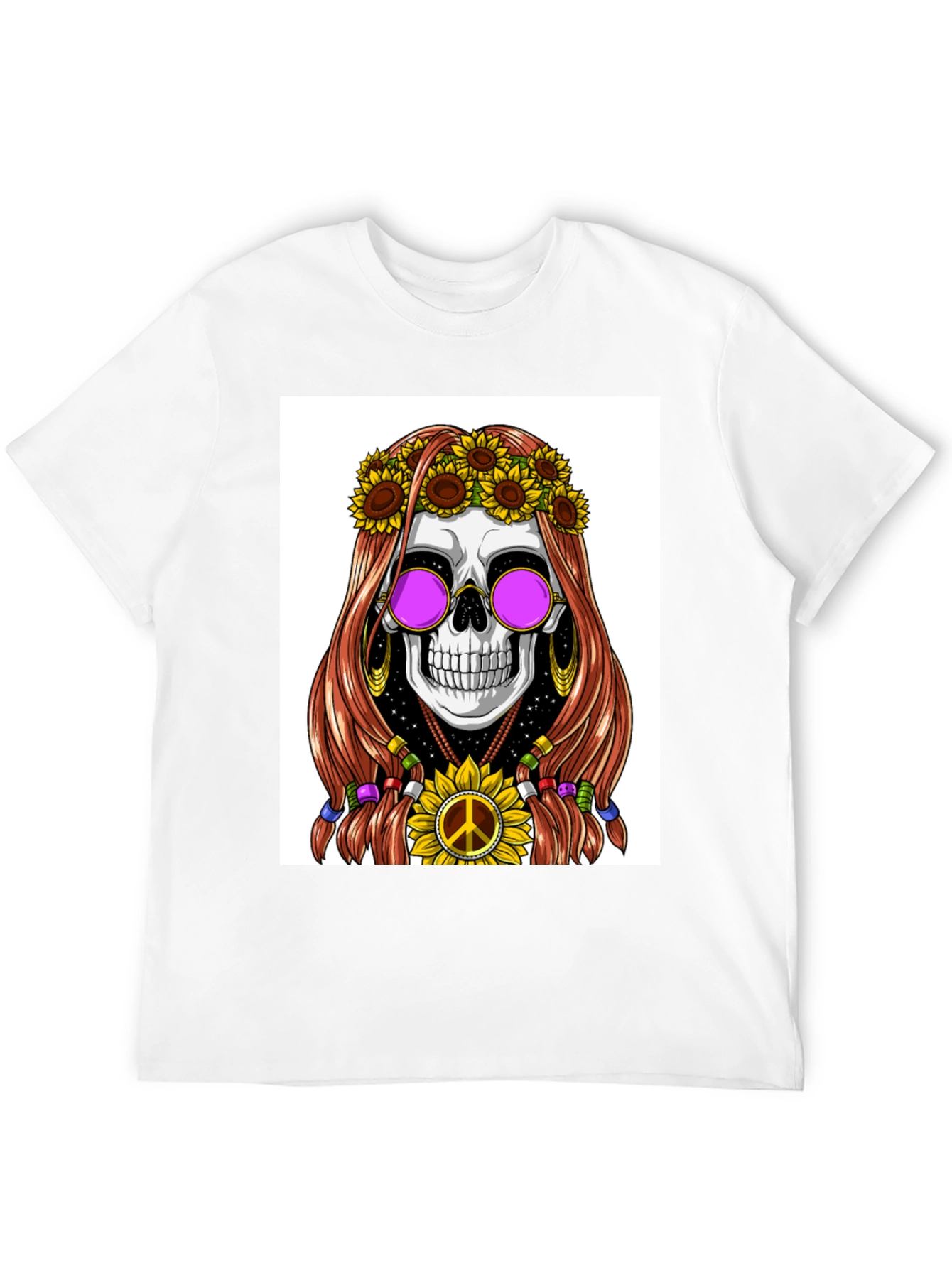 Black Hippie Skull Graphic T-Shirt view 12